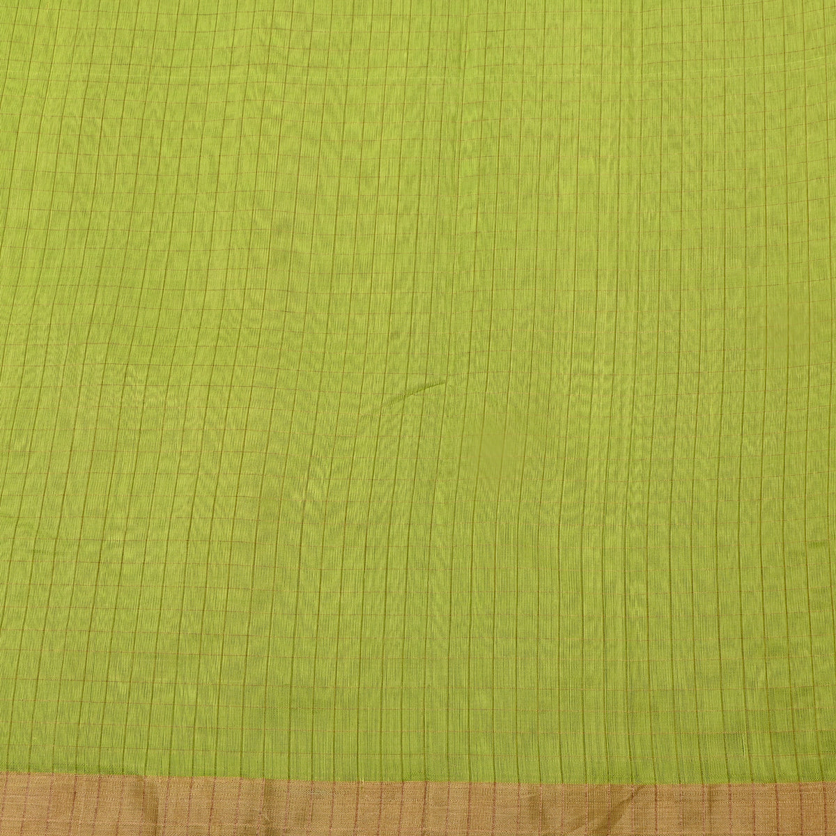 Parrot Green Gold Check Geometric Jamawar Silk Fabric