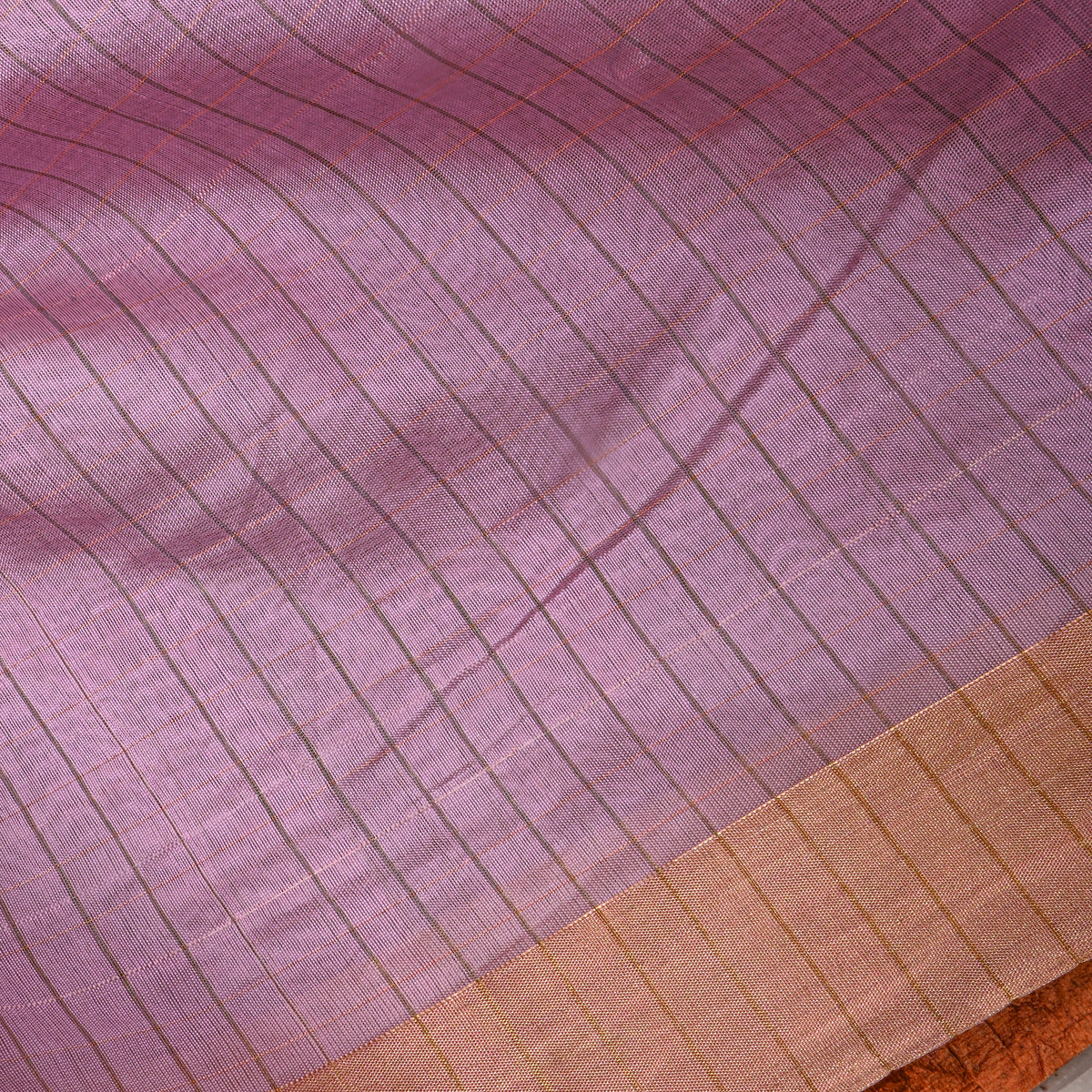 Lilac Gold Stripe Self Weave Jamawar Silk Fabric