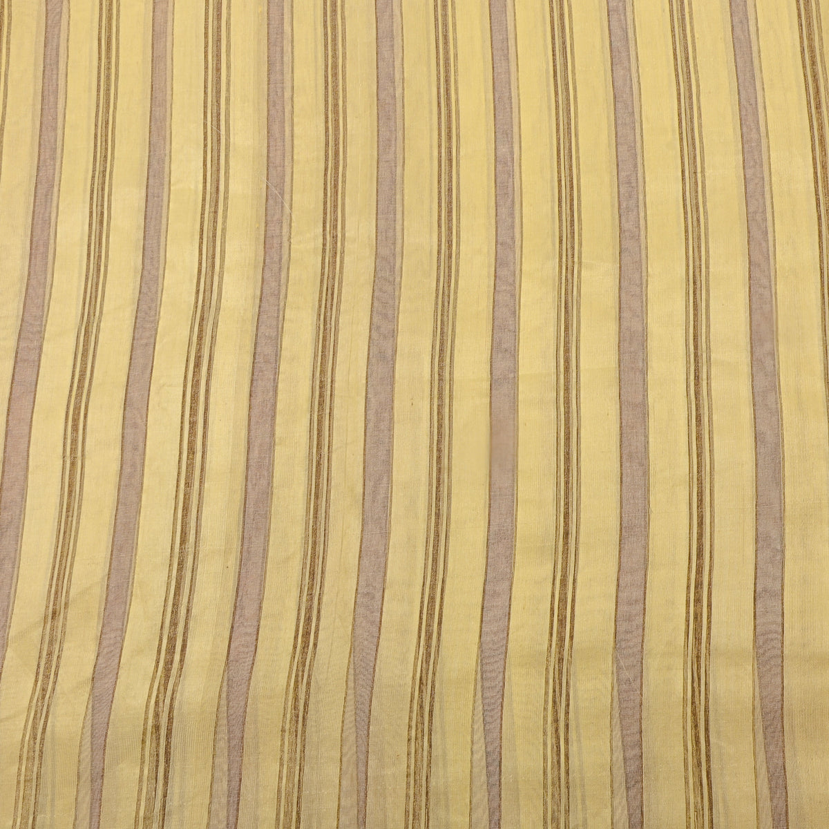 Butter Yellow With Gold Zari Stripes Silk Fabric