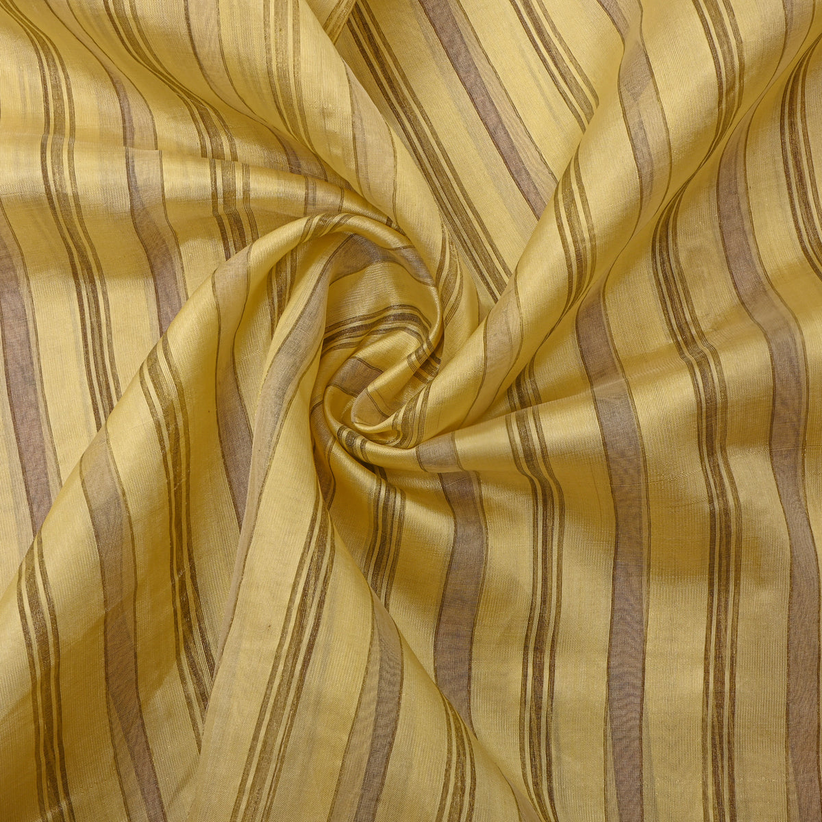Butter Yellow With Gold Zari Stripes Silk Fabric