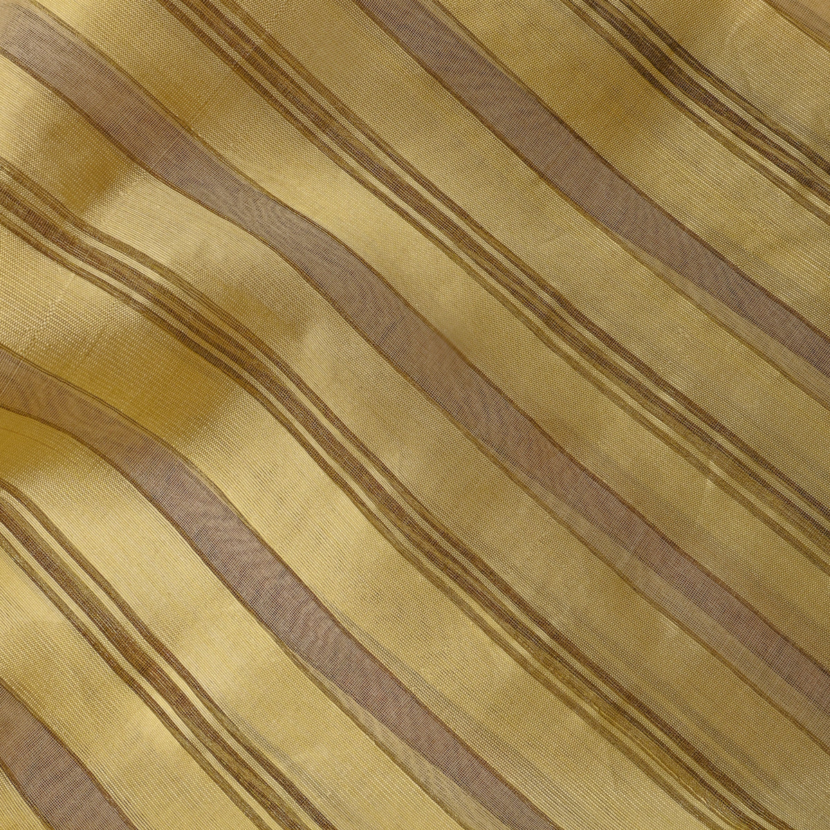 Butter Yellow With Gold Zari Stripes Silk Fabric