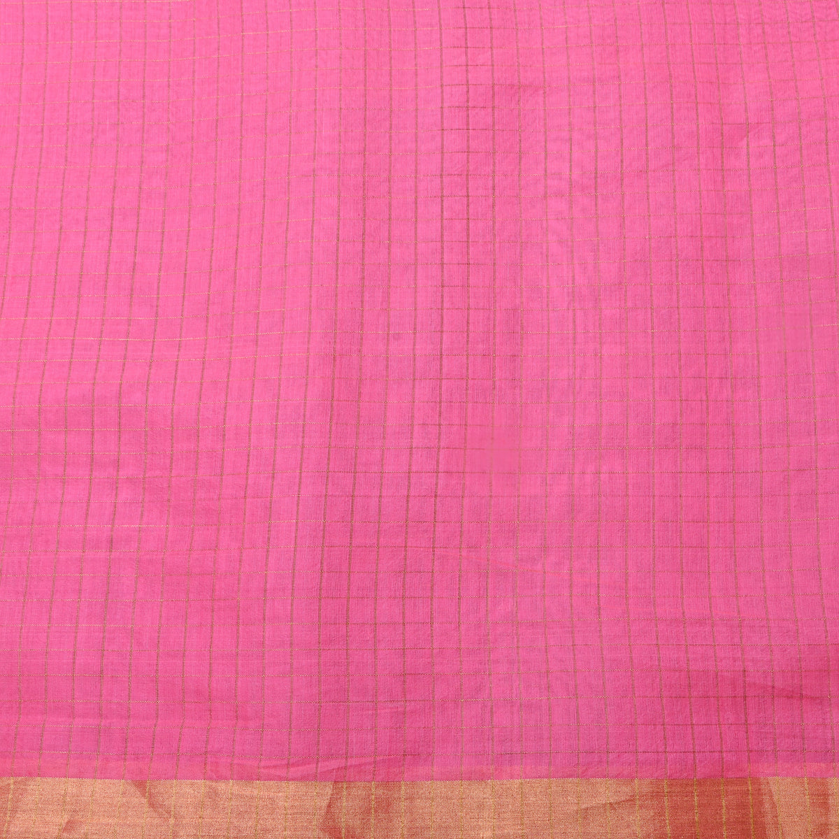 Blush Pink Gold Zari Checks Silk Fabric