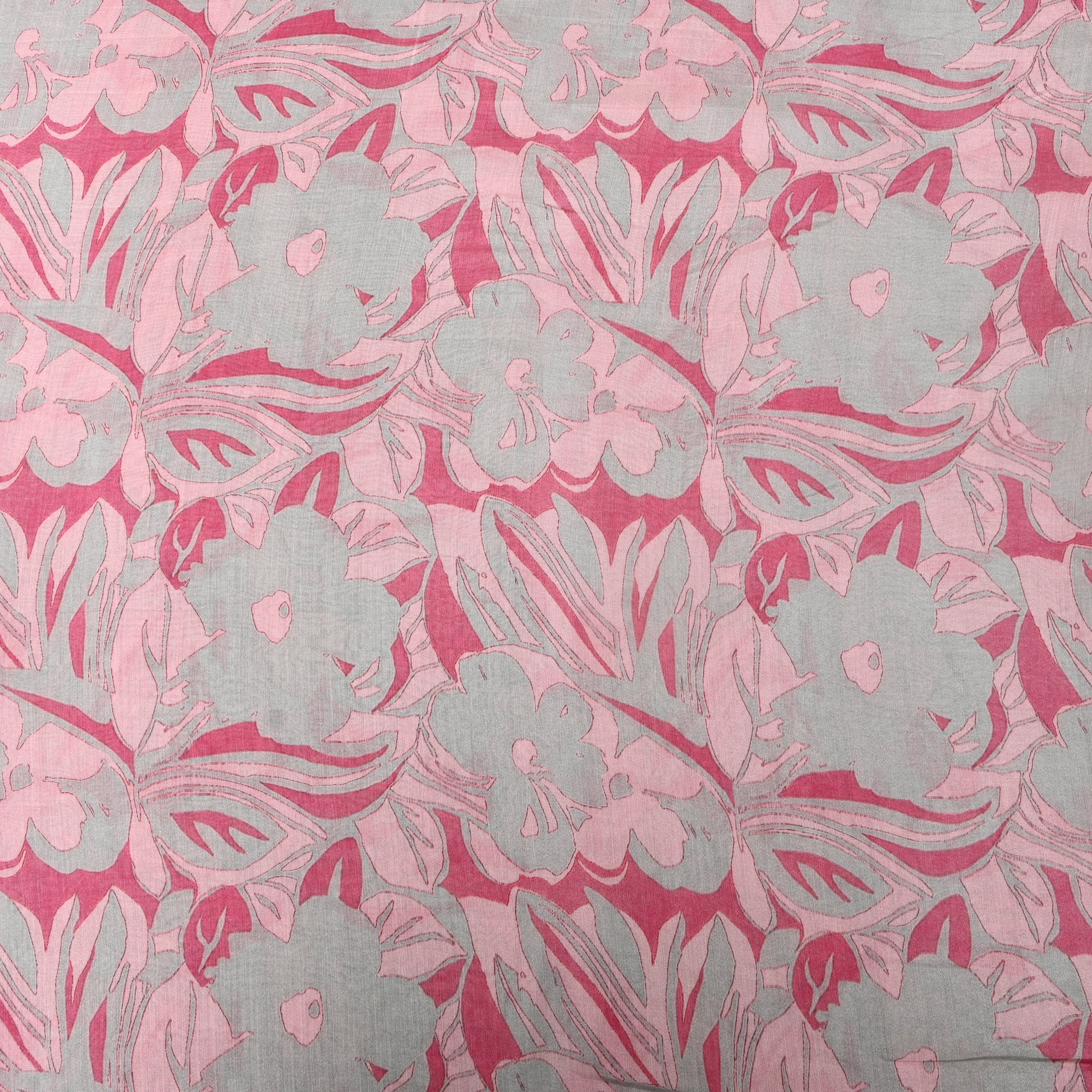 Rose Pink Abstract Floral Digital Print Soft Silk