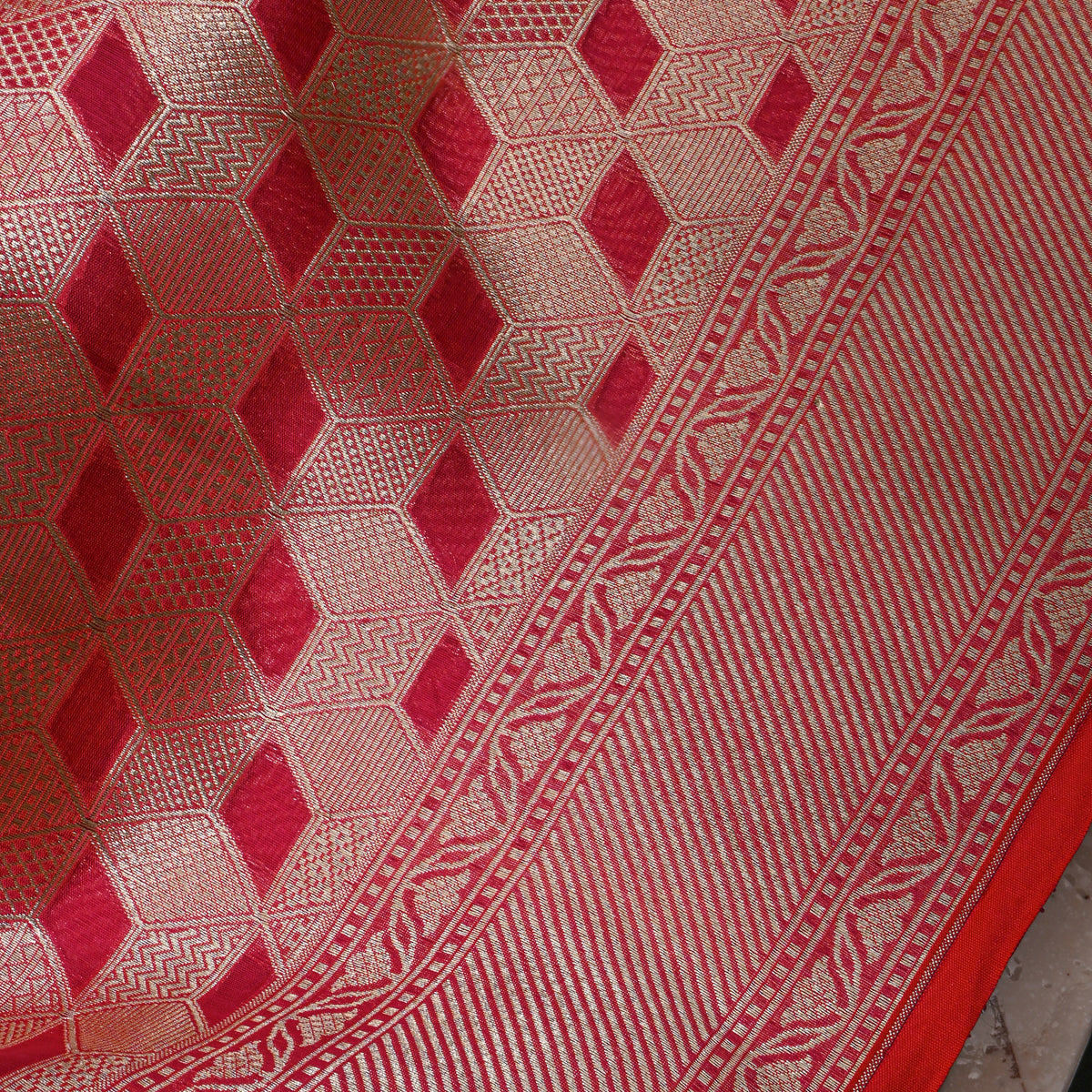 Red Zari Weave Banarasi Silk
