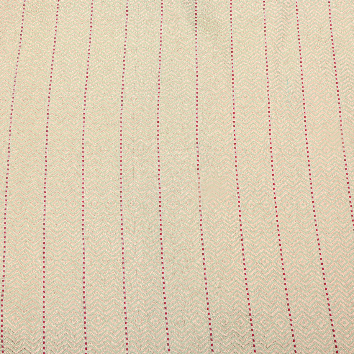 Ivory Gold Zari Diamond Weave Jamawar Silk Fabric
