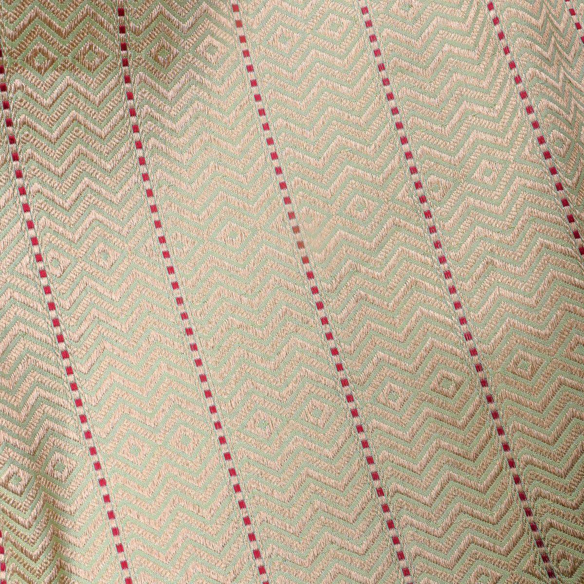 Ivory Gold Zari Diamond Weave Jamawar Silk Fabric