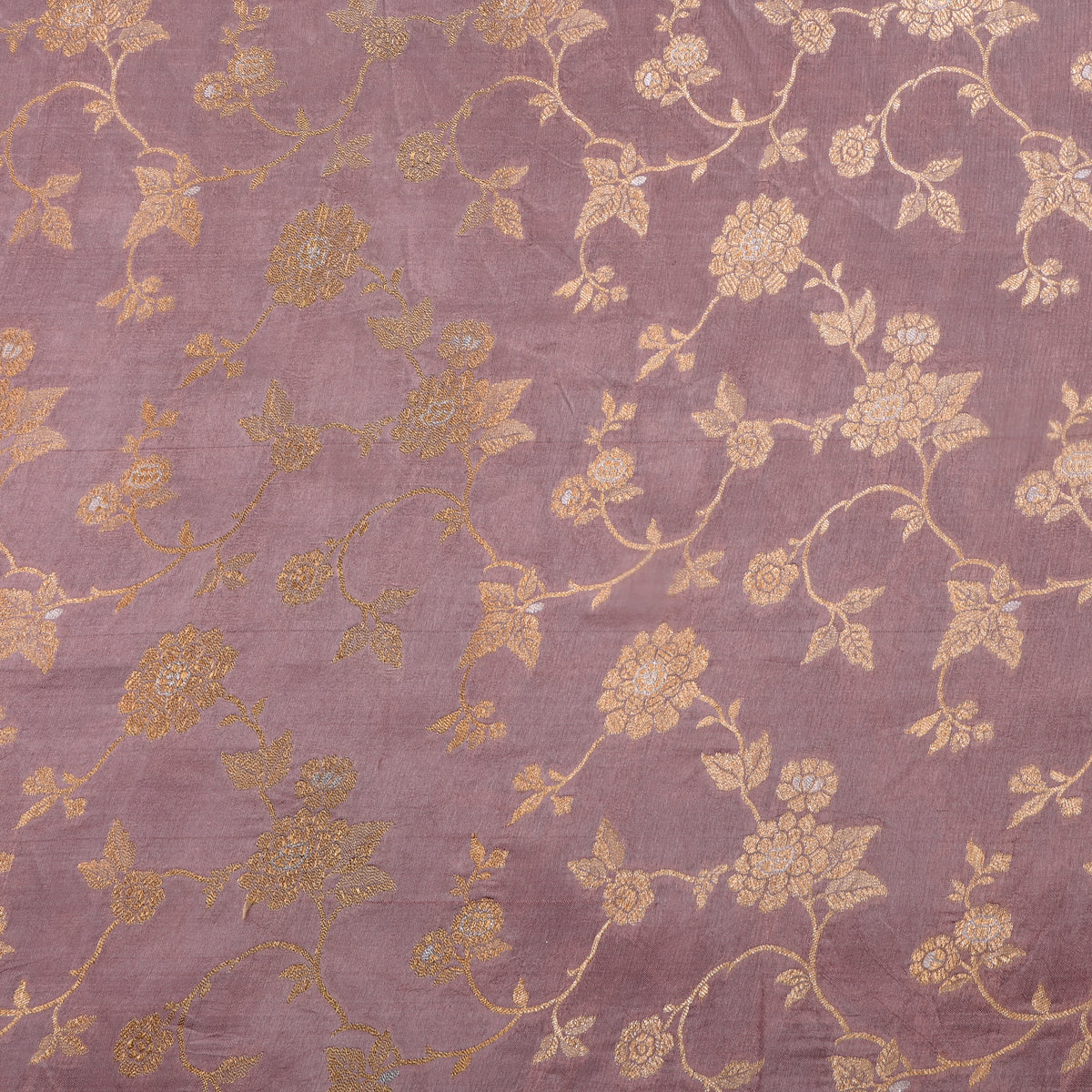 Heather Dual Zari Floral Jaal Banarasi Silk Fabric