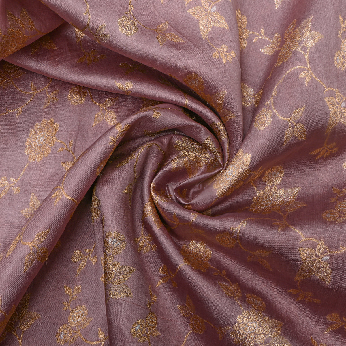 Heather Dual Zari Floral Jaal Banarasi Silk Fabric