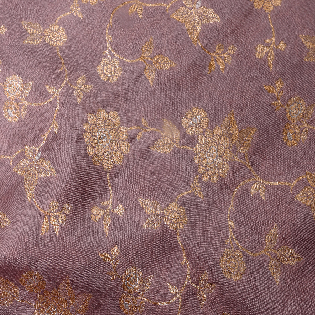 Heather Dual Zari Floral Jaal Banarasi Silk Fabric