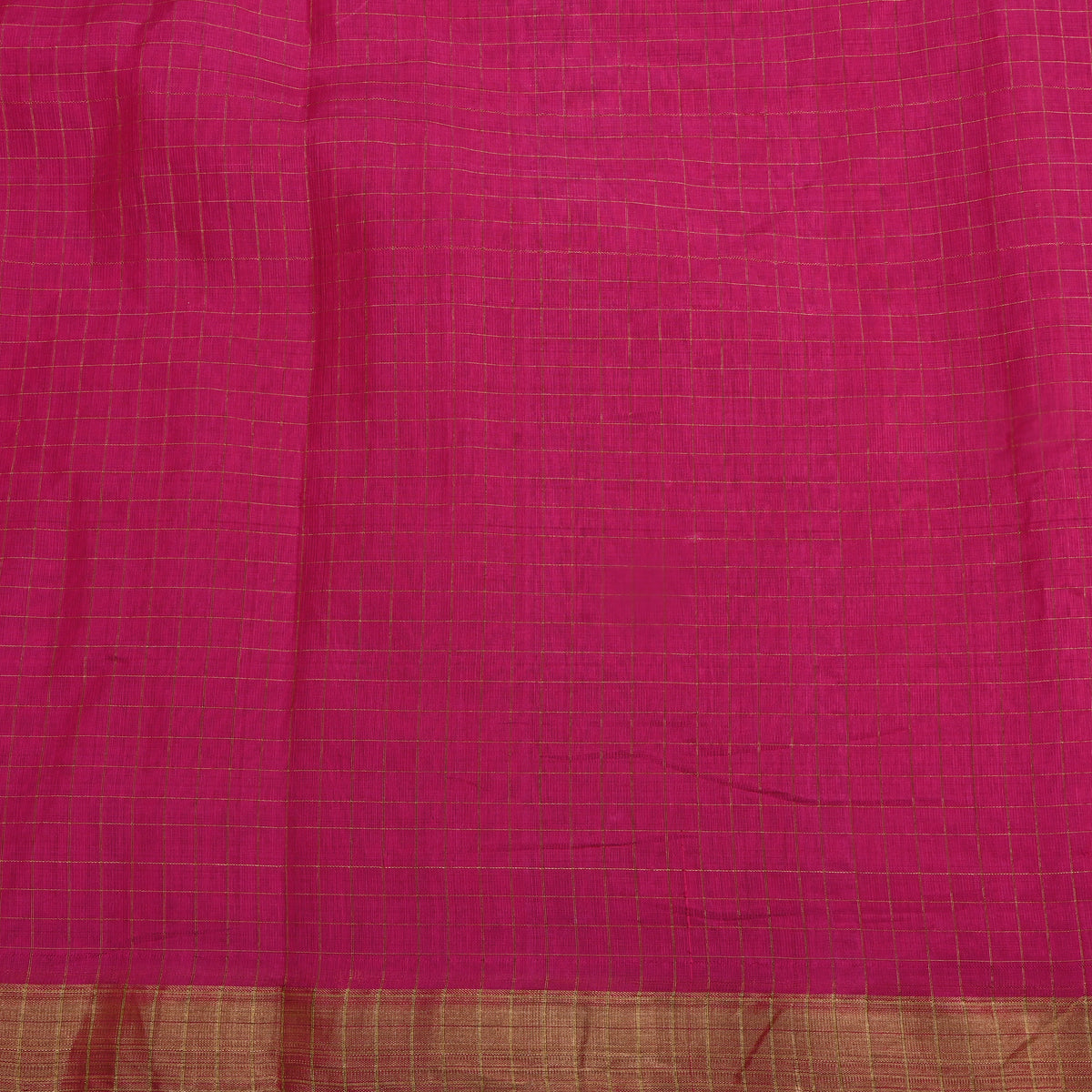 Rose Pink Gold Check Self Weave Jamawar Silk Fabric