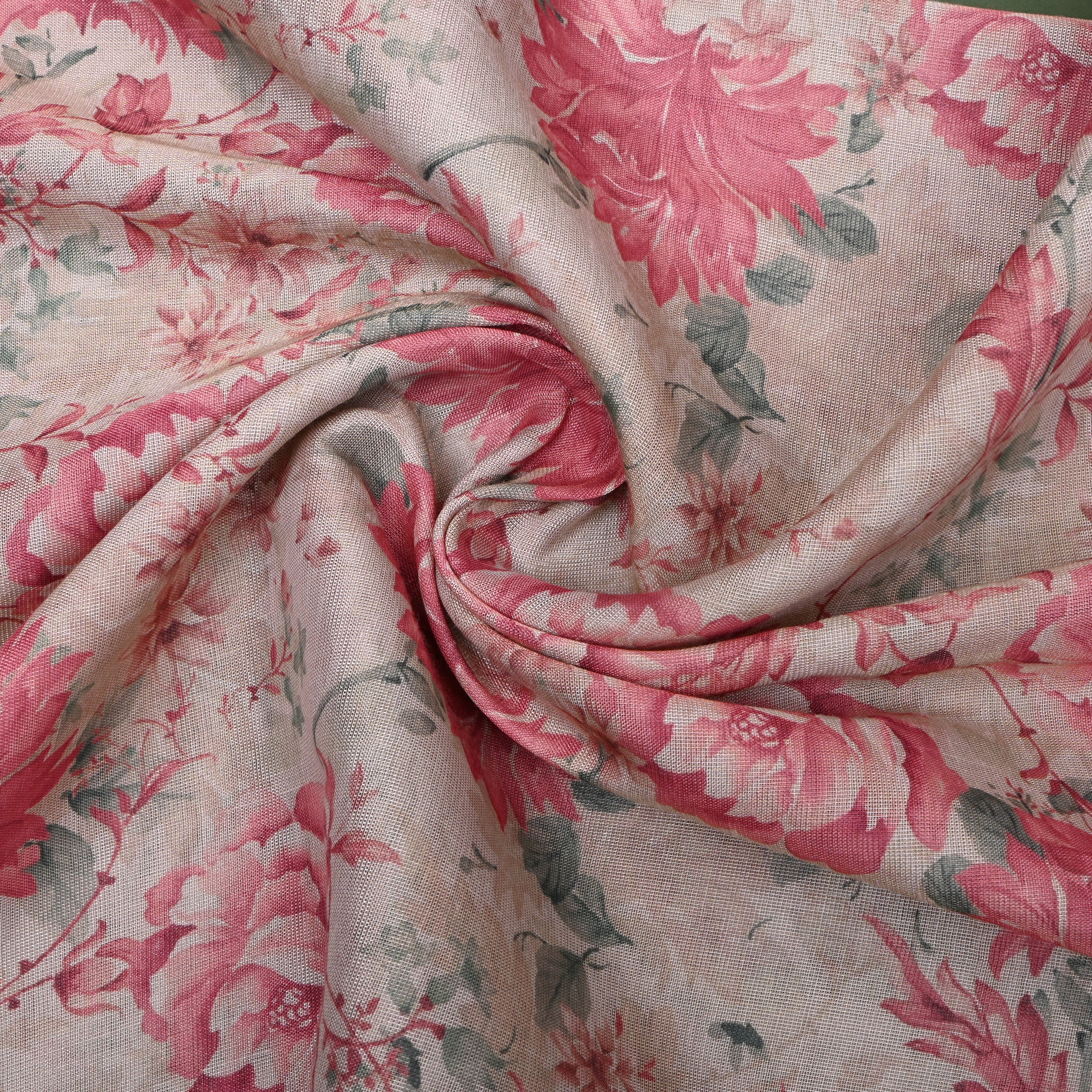 Blush Pink Rose Print Cotton Fabric