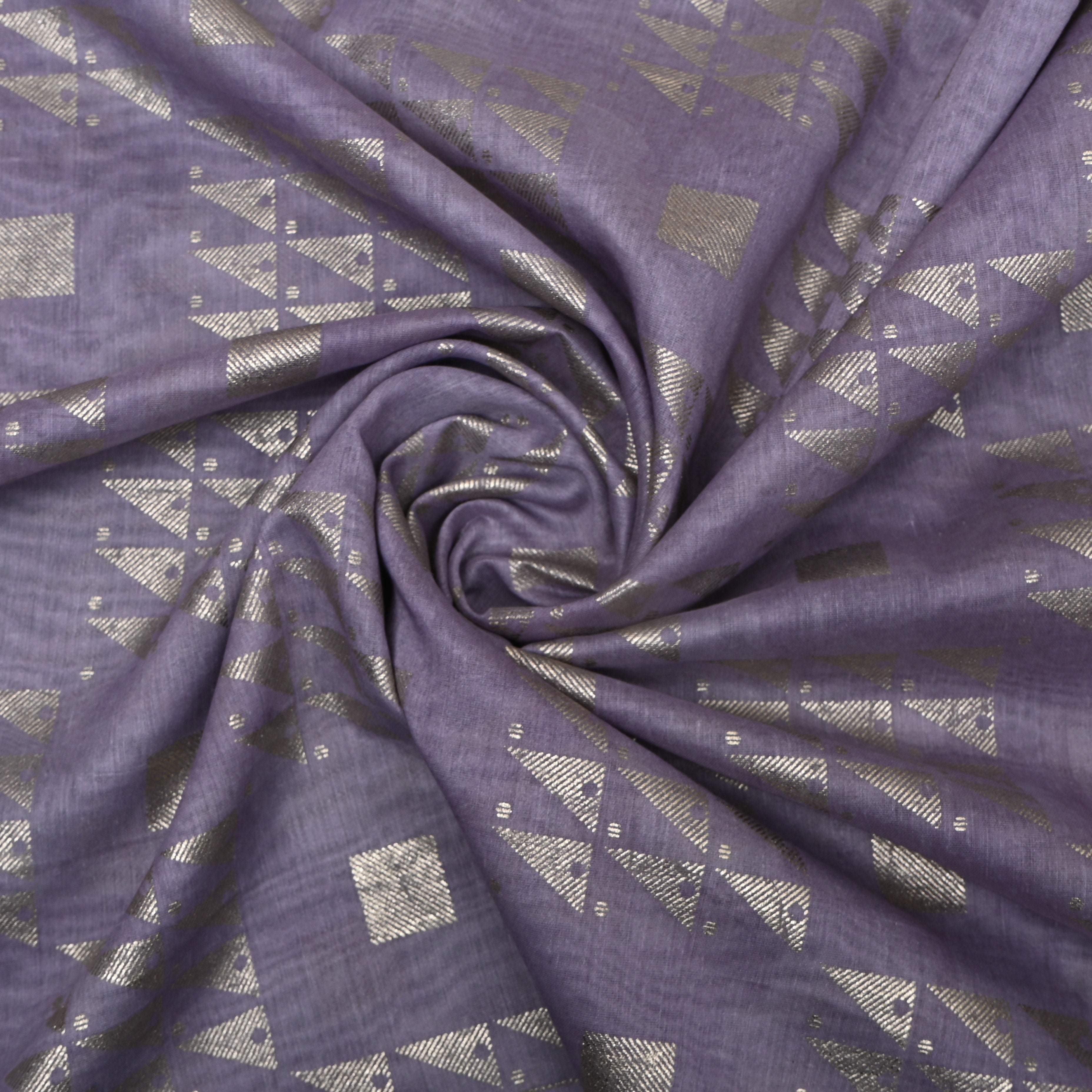 Lavender Geometric Foil Jamawar Silk