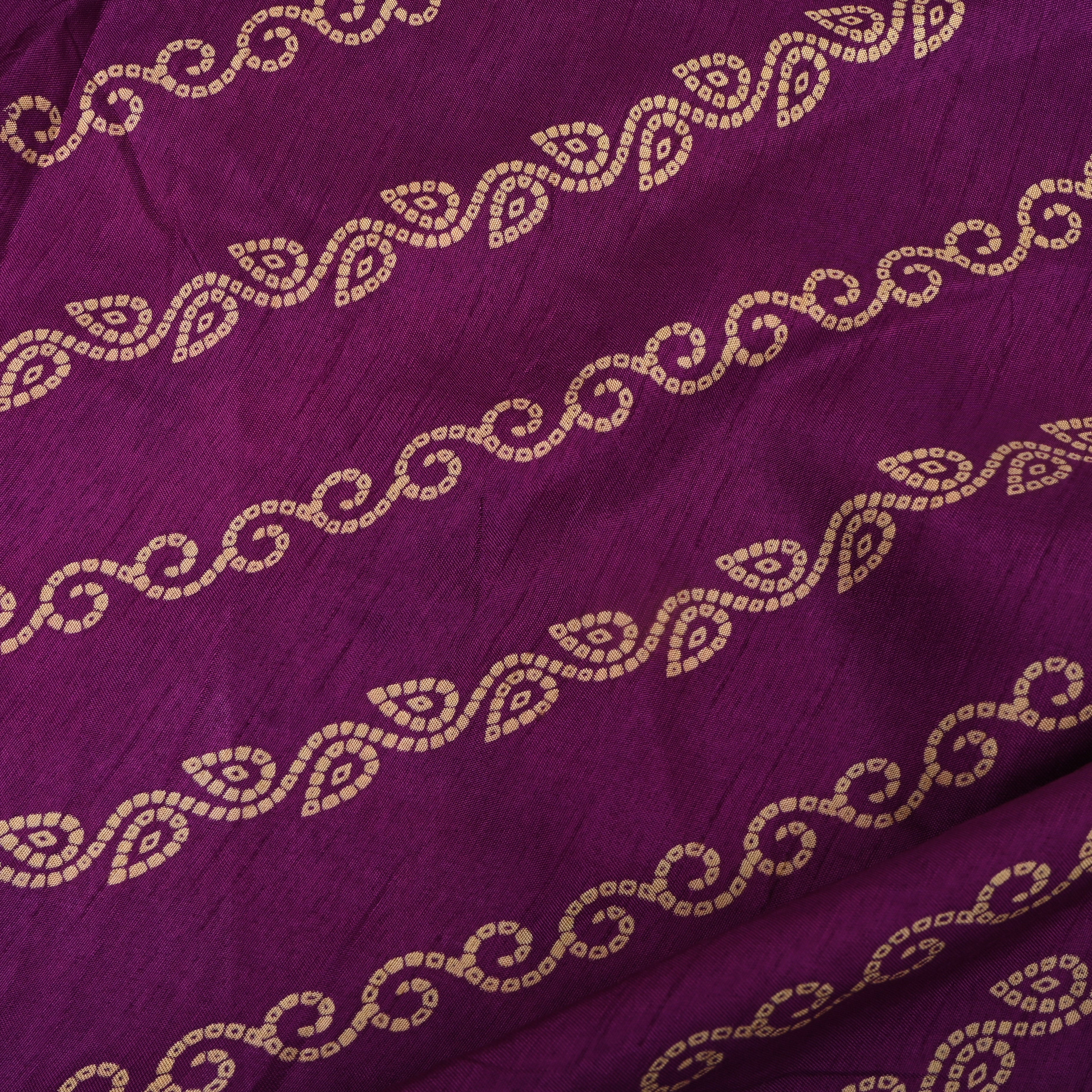 Purple Diagonal Paisley Vine Print Silk Fabric