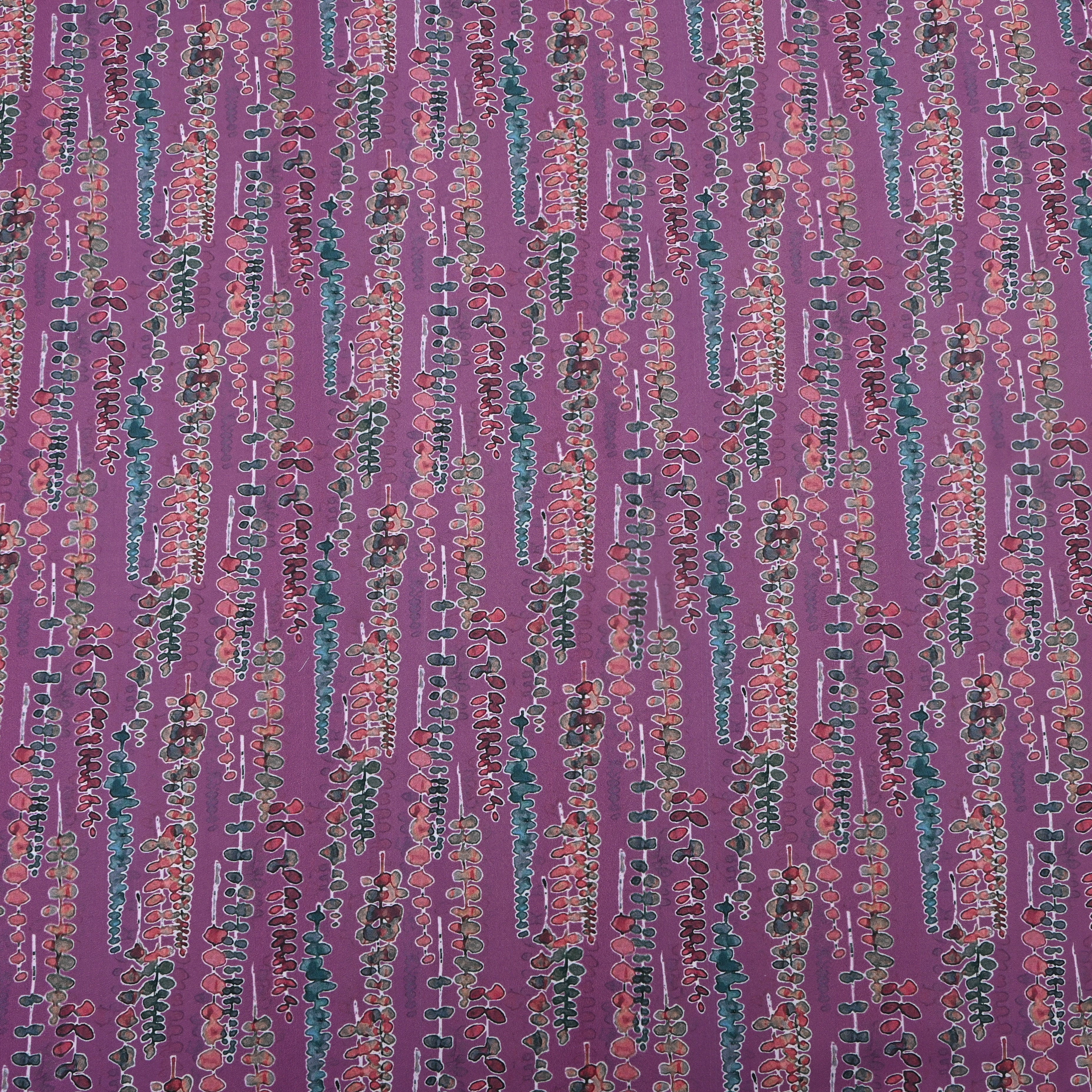 Wine Purple Vertical Vine Printed Silk