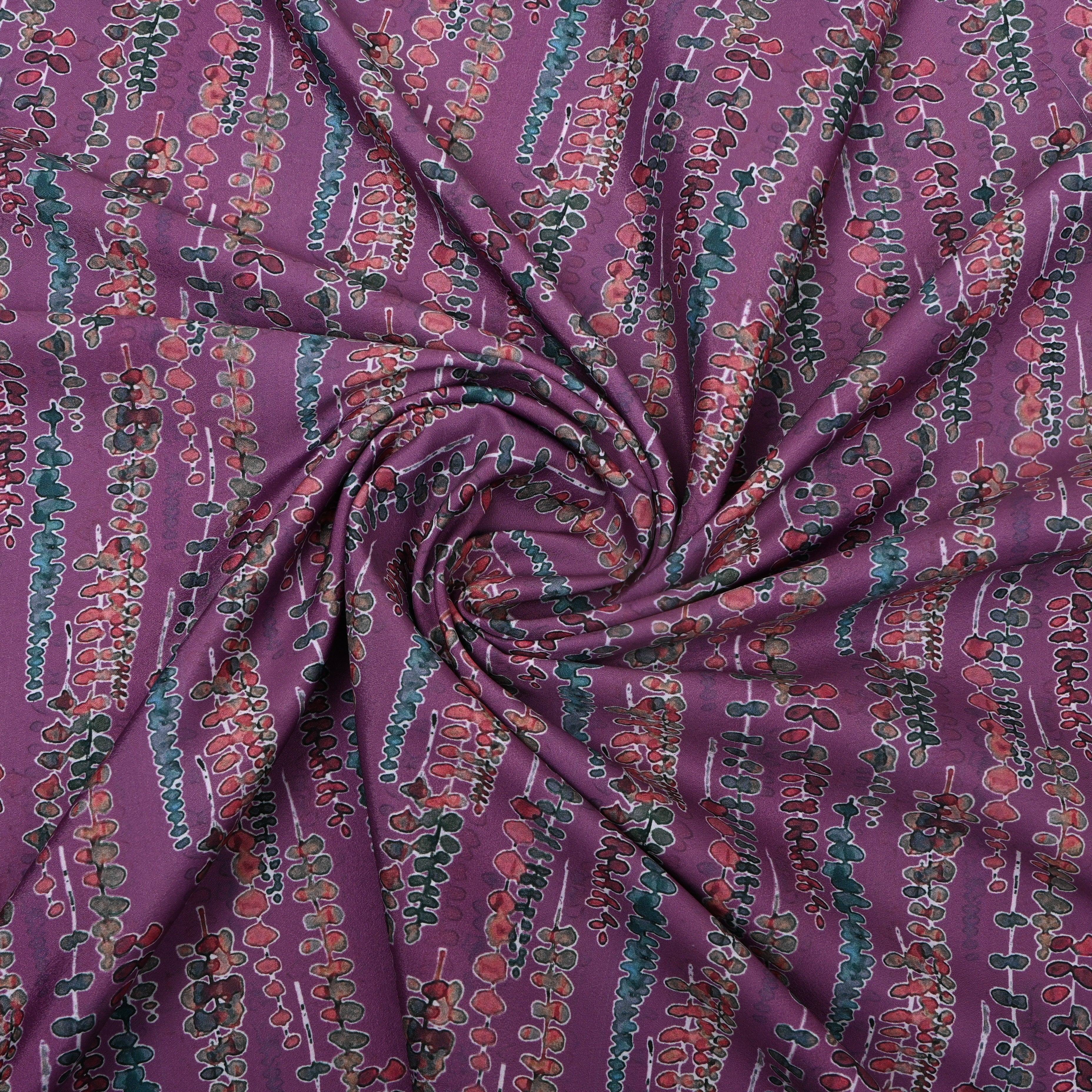 Wine Purple Vertical Vine Printed Silk