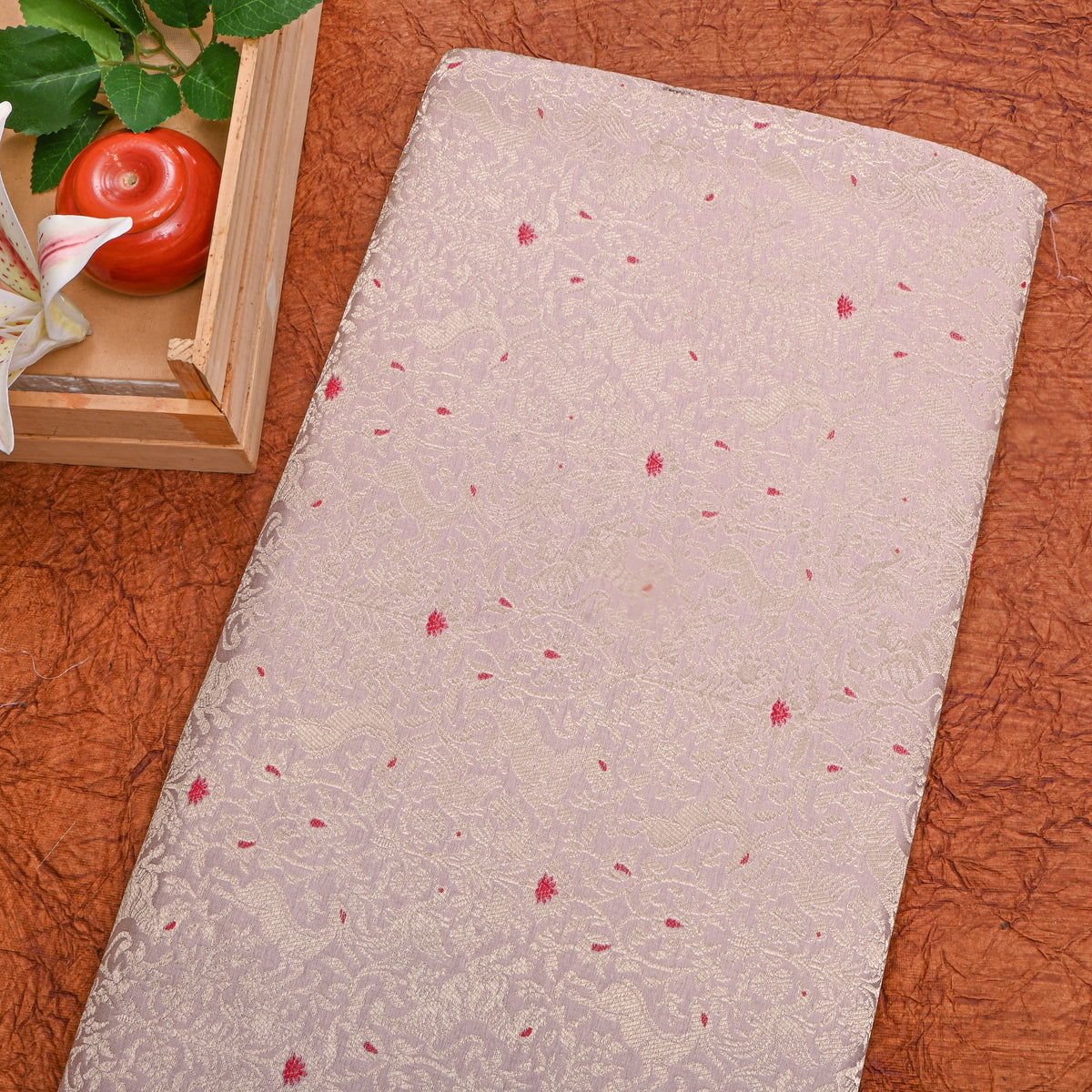 Mauve Gold Zari Brocade Jamawar Silk Fabric