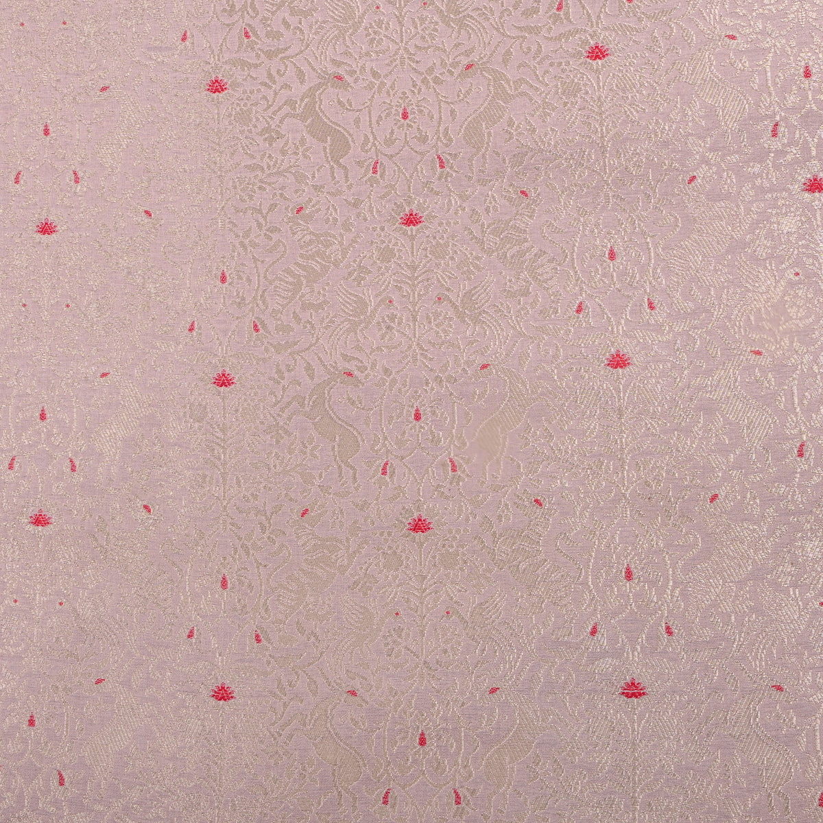 Mauve Gold Zari Brocade Jamawar Silk Fabric