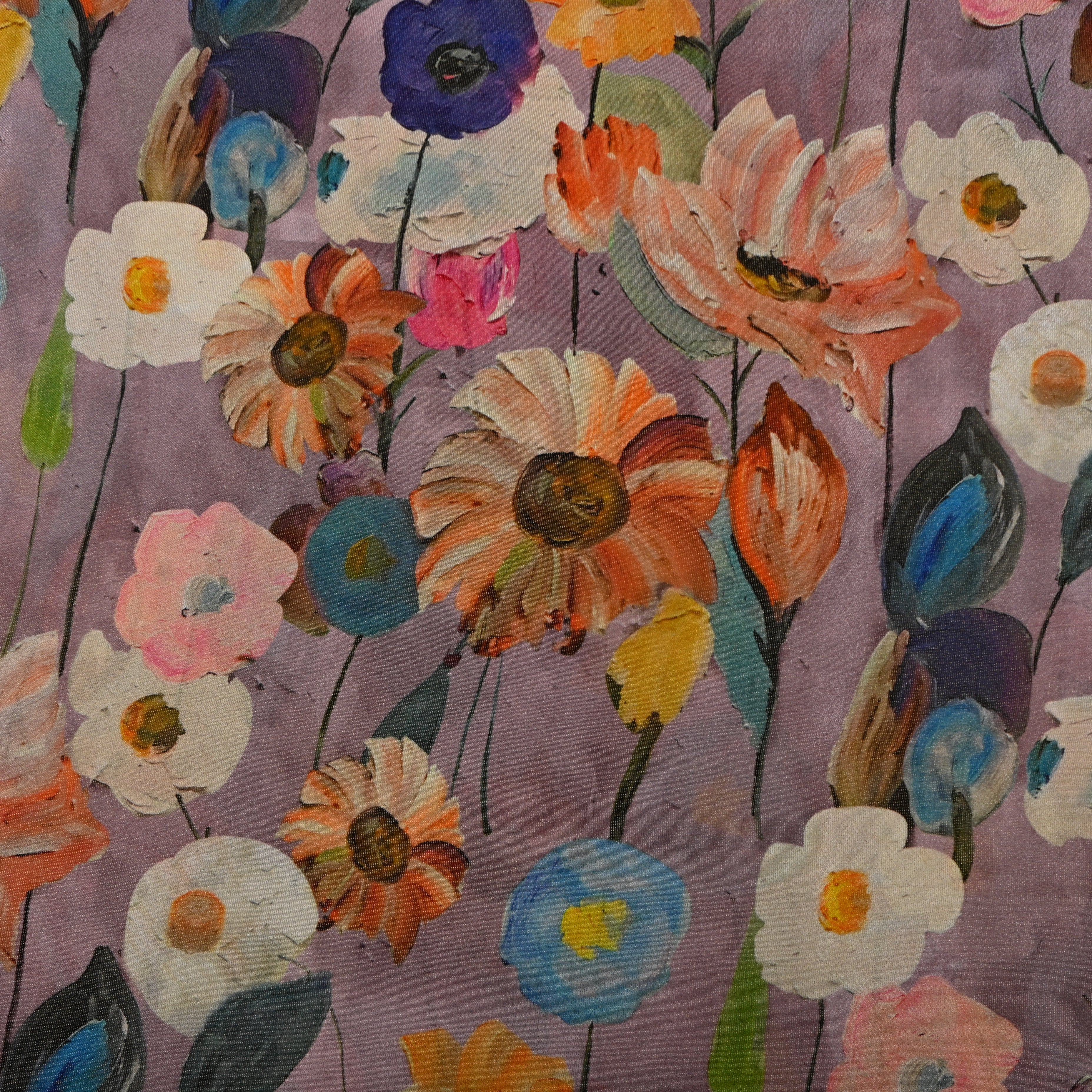 Lavender Wildflower Digital Print Tissue Fabric