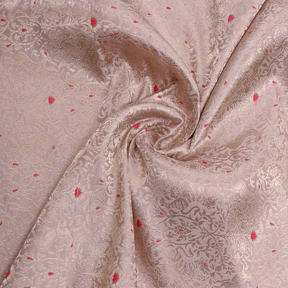 Mauve Gold Zari Brocade Jamawar Silk Fabric