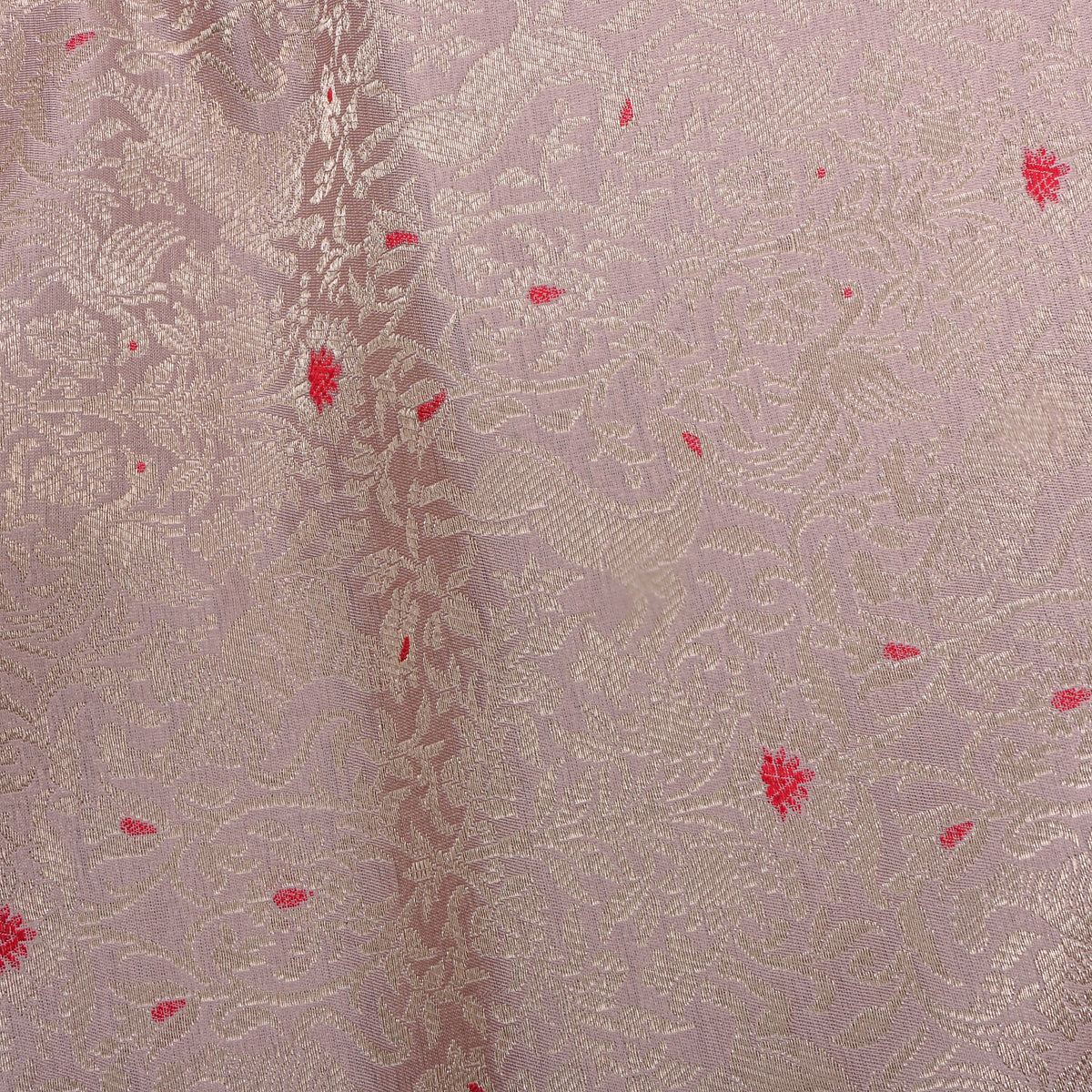 Mauve Gold Zari Brocade Jamawar Silk Fabric