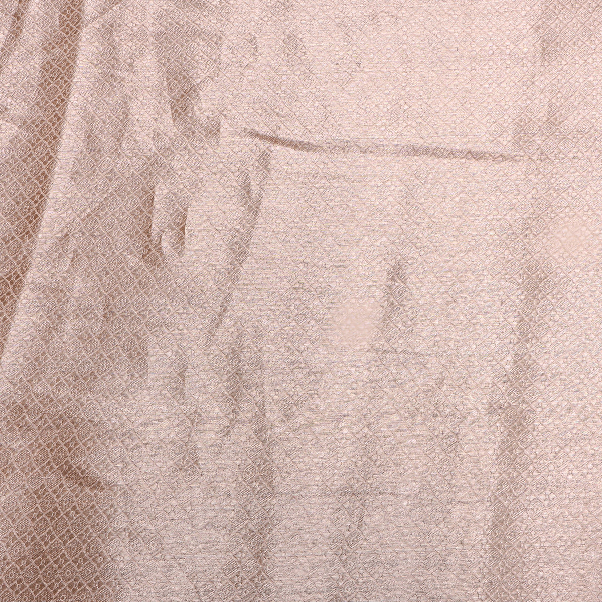 Rosegold Gold Zari Diamond Check Jamawar Silk Fabric