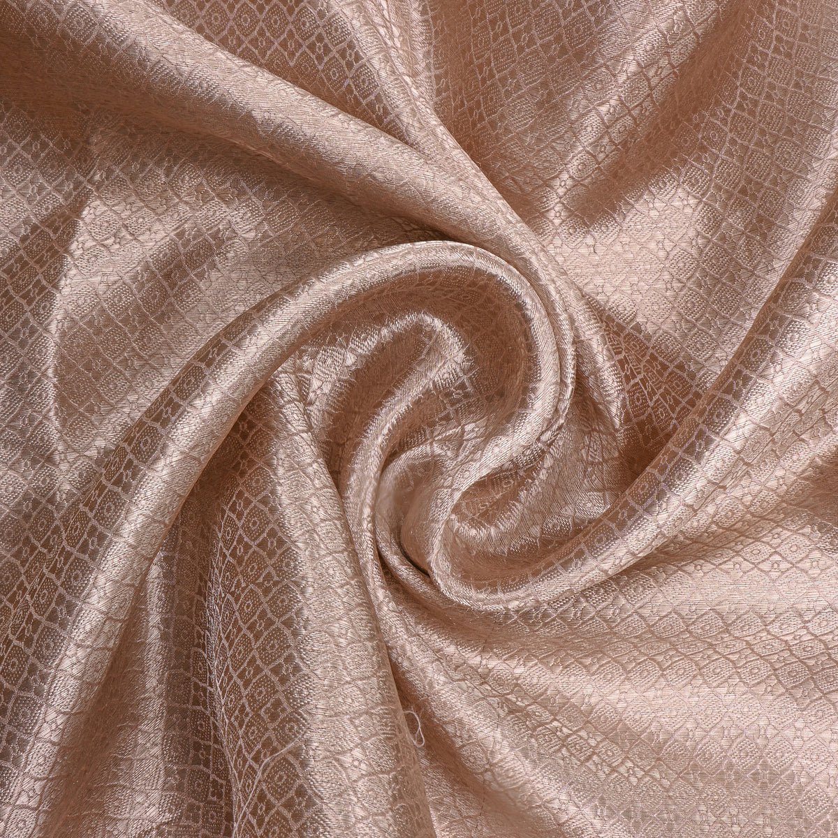 Rosegold Gold Zari Diamond Check Jamawar Silk Fabric