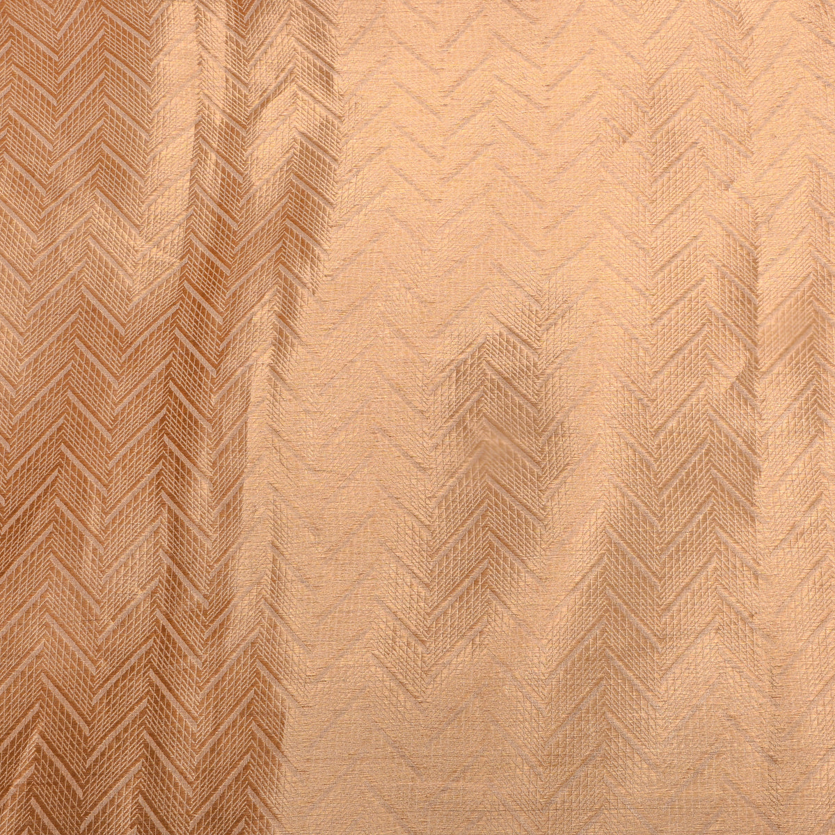 Amber Gold Zari Chevron Weave Jamawar Silk Fabric