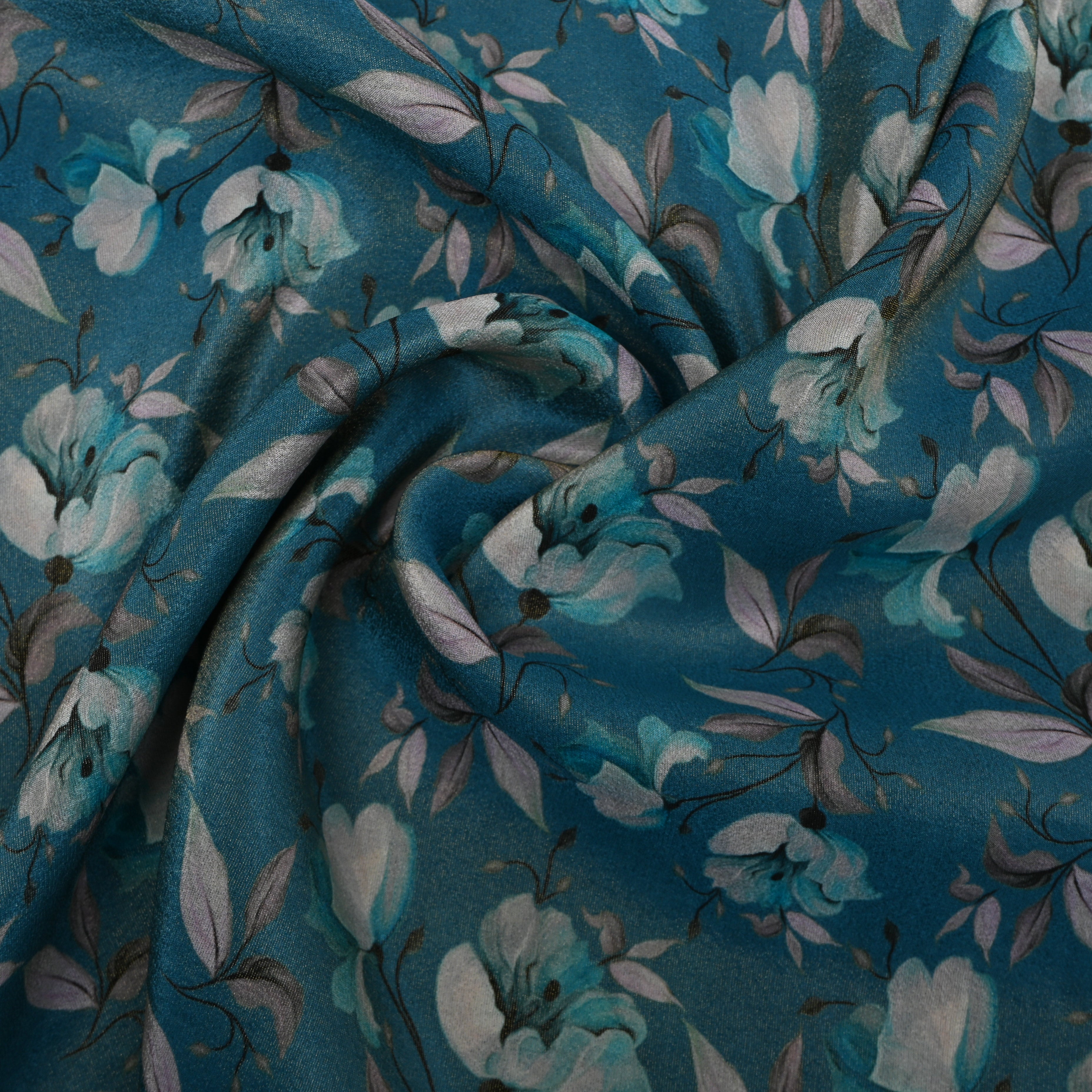 Magic Purple Magnolia Digital Print Tissue Fabric