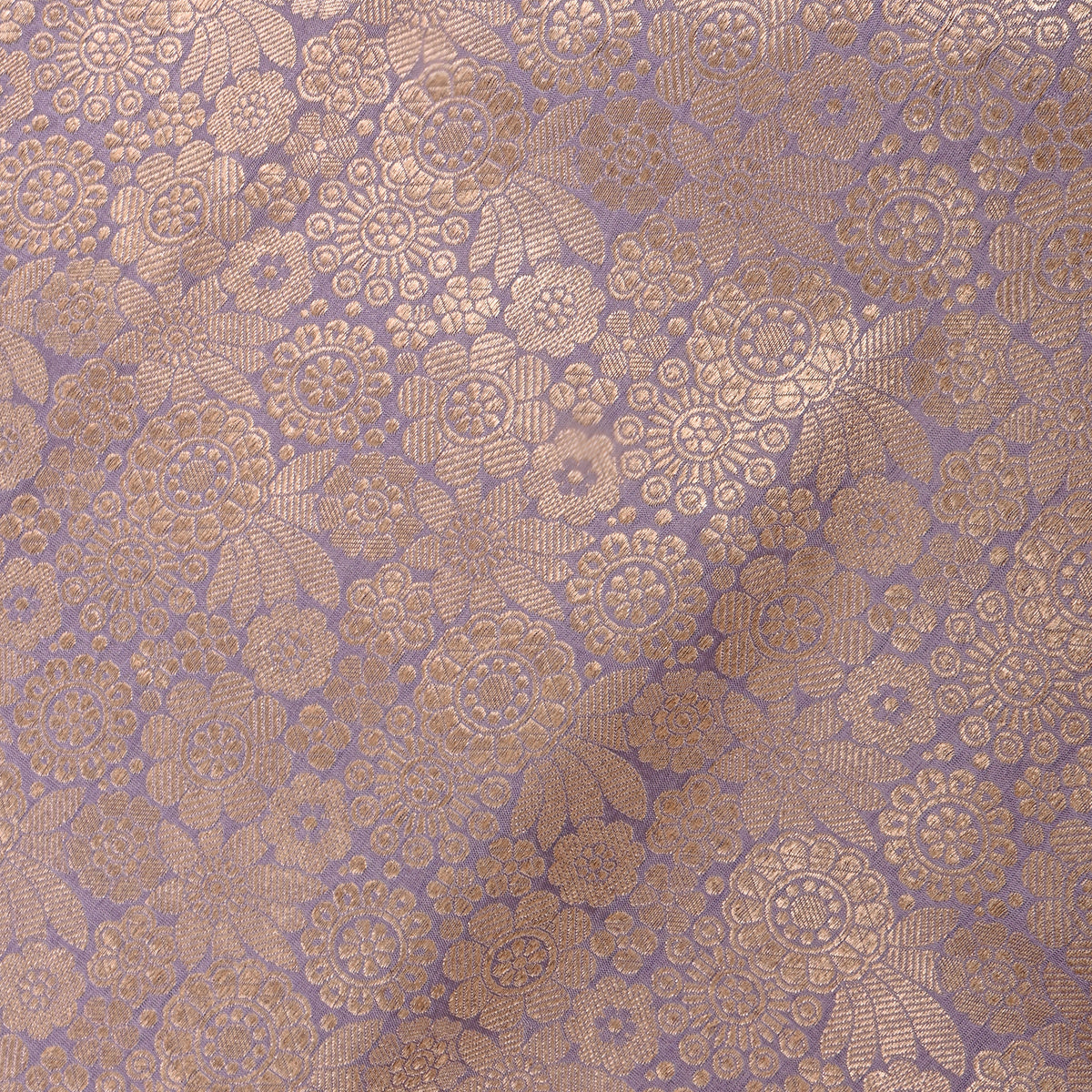 Soft Lavender Gold Zari Jamawar Silk Fabric