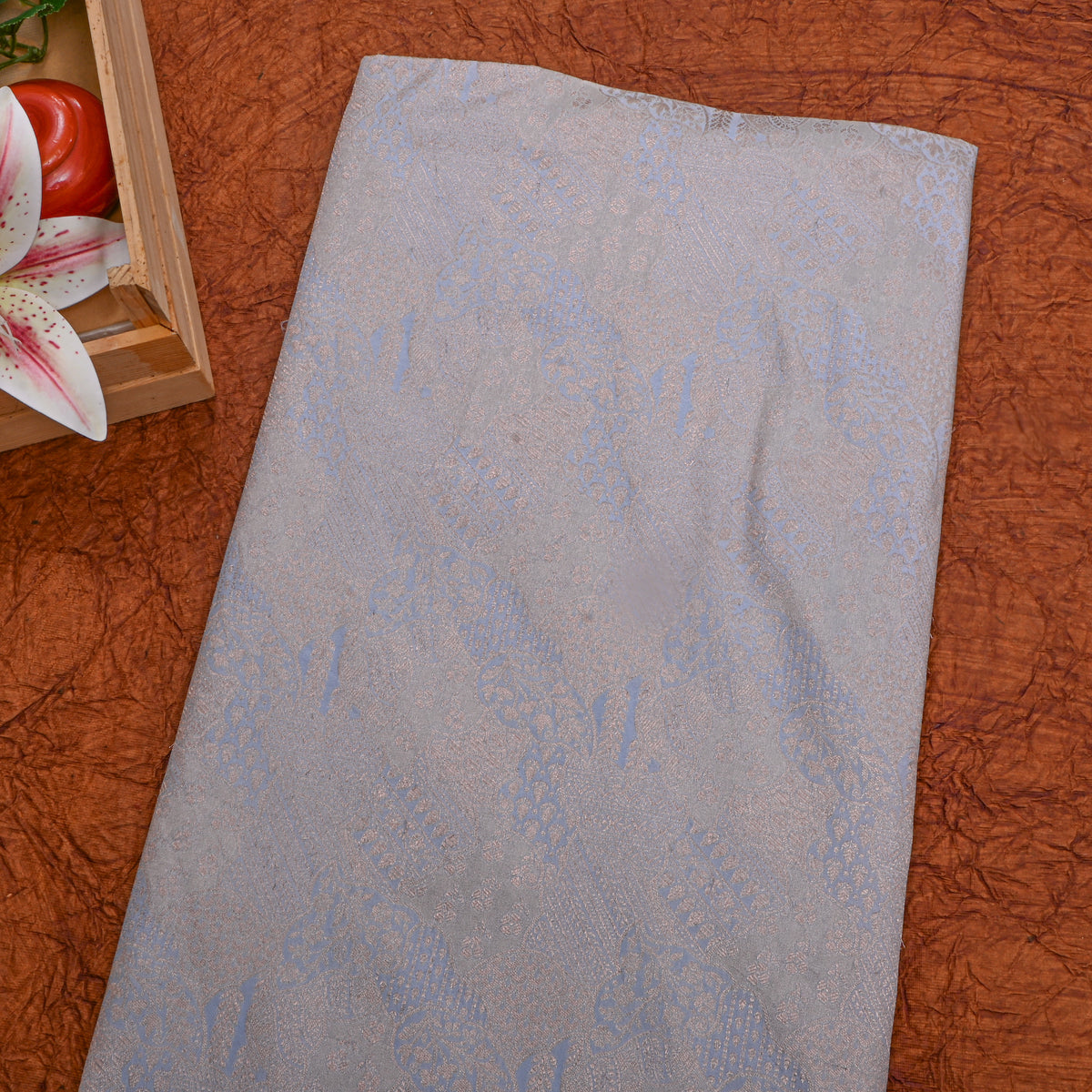 Slate Blue Banarasi Silk With Gold Zari Weave