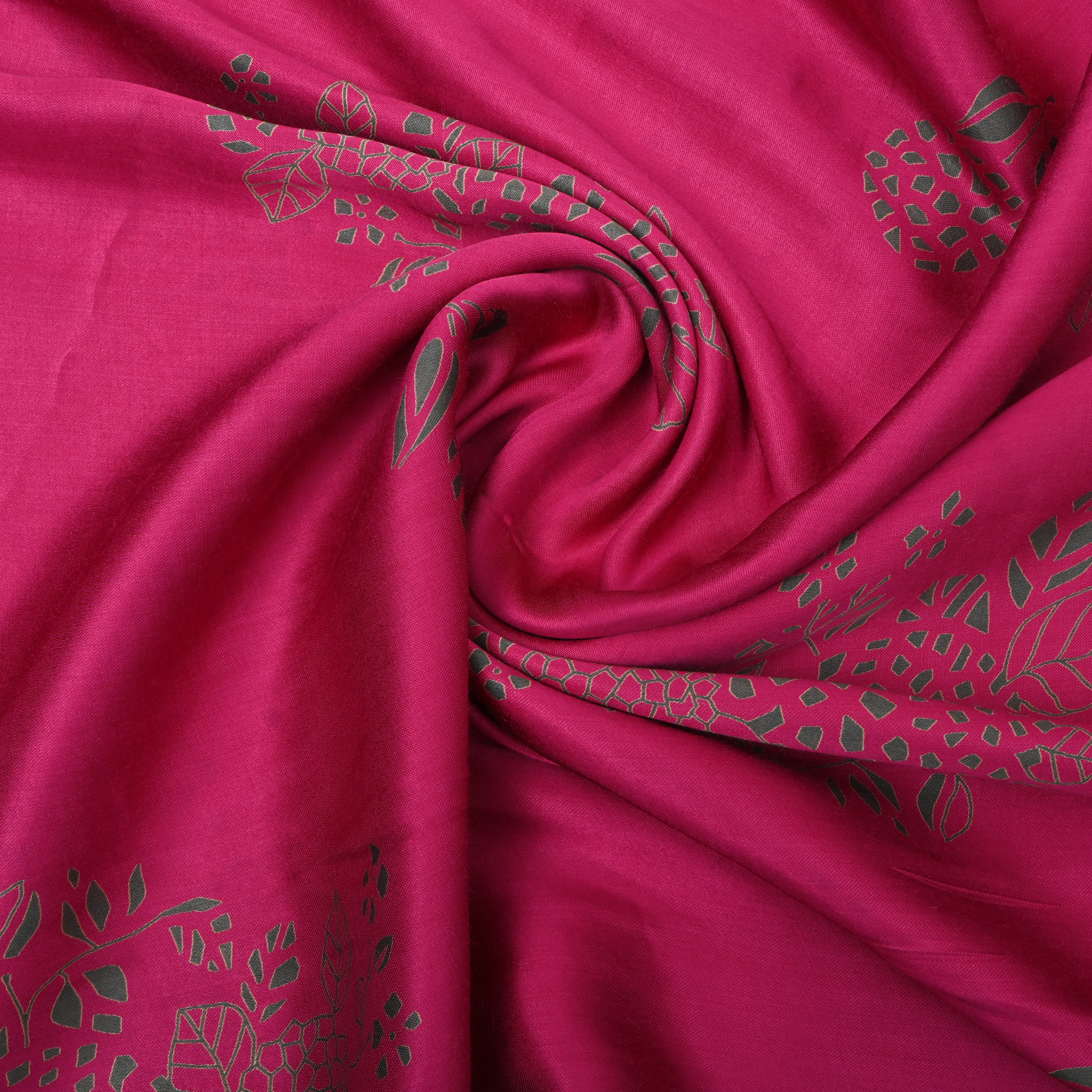 Pink Hydrangea Print Satin Fabric
