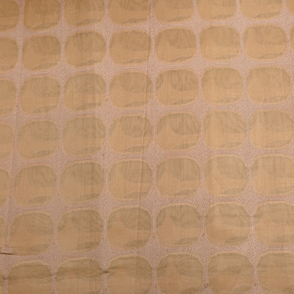 Beige Checks Weave Banarasi Silk