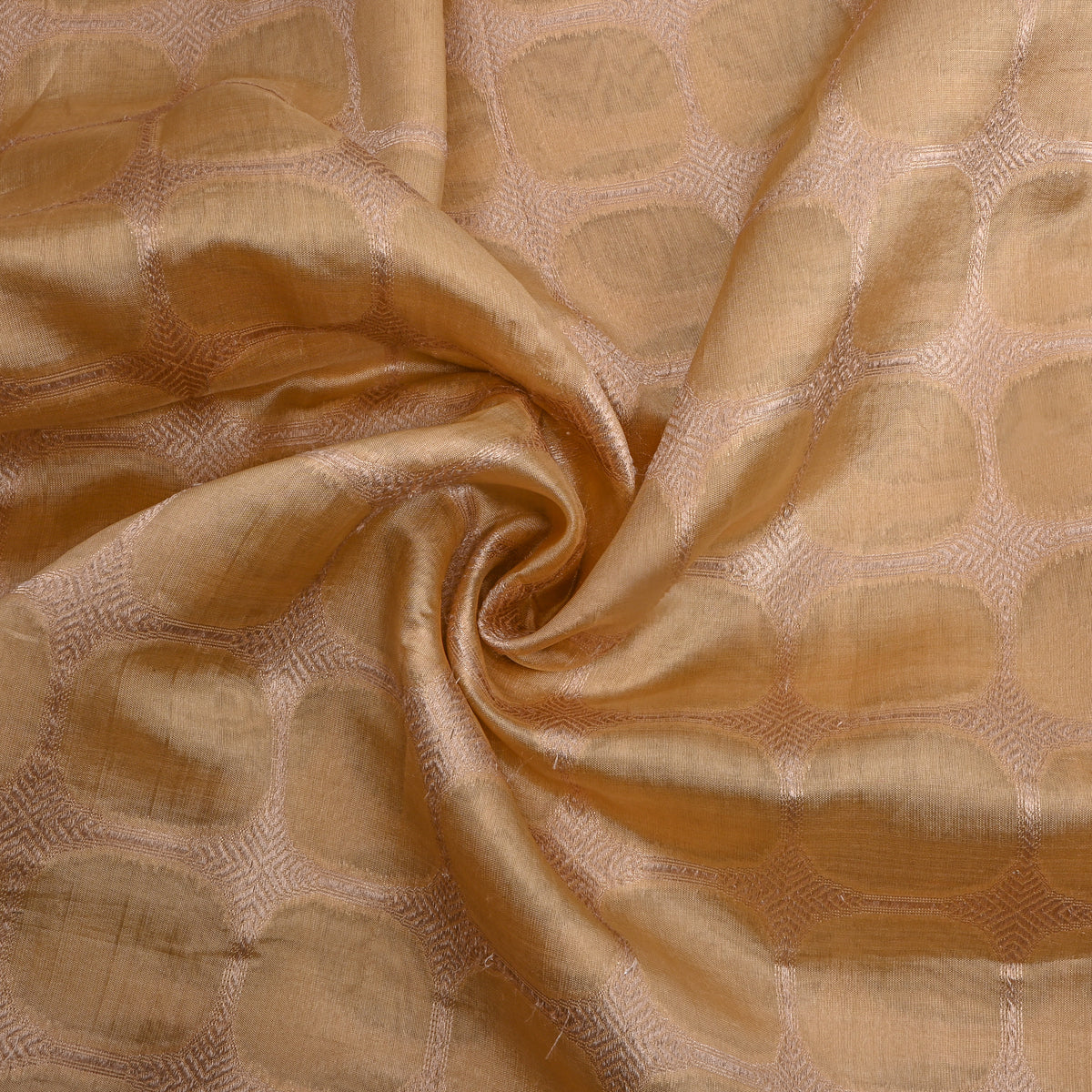 Beige Checks Weave Banarasi Silk