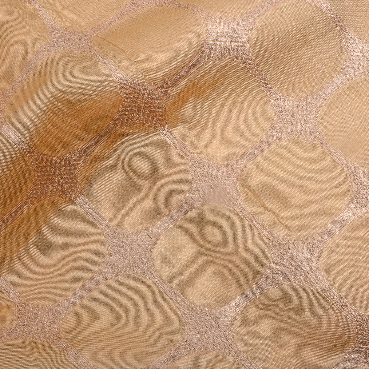 Beige Checks Weave Banarasi Silk
