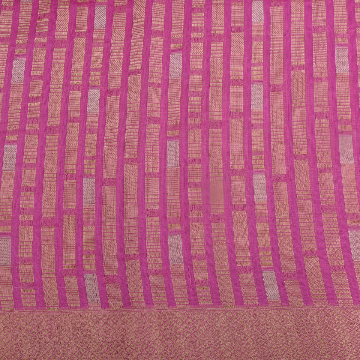 Pink Stripe Weave Banarasi Silk