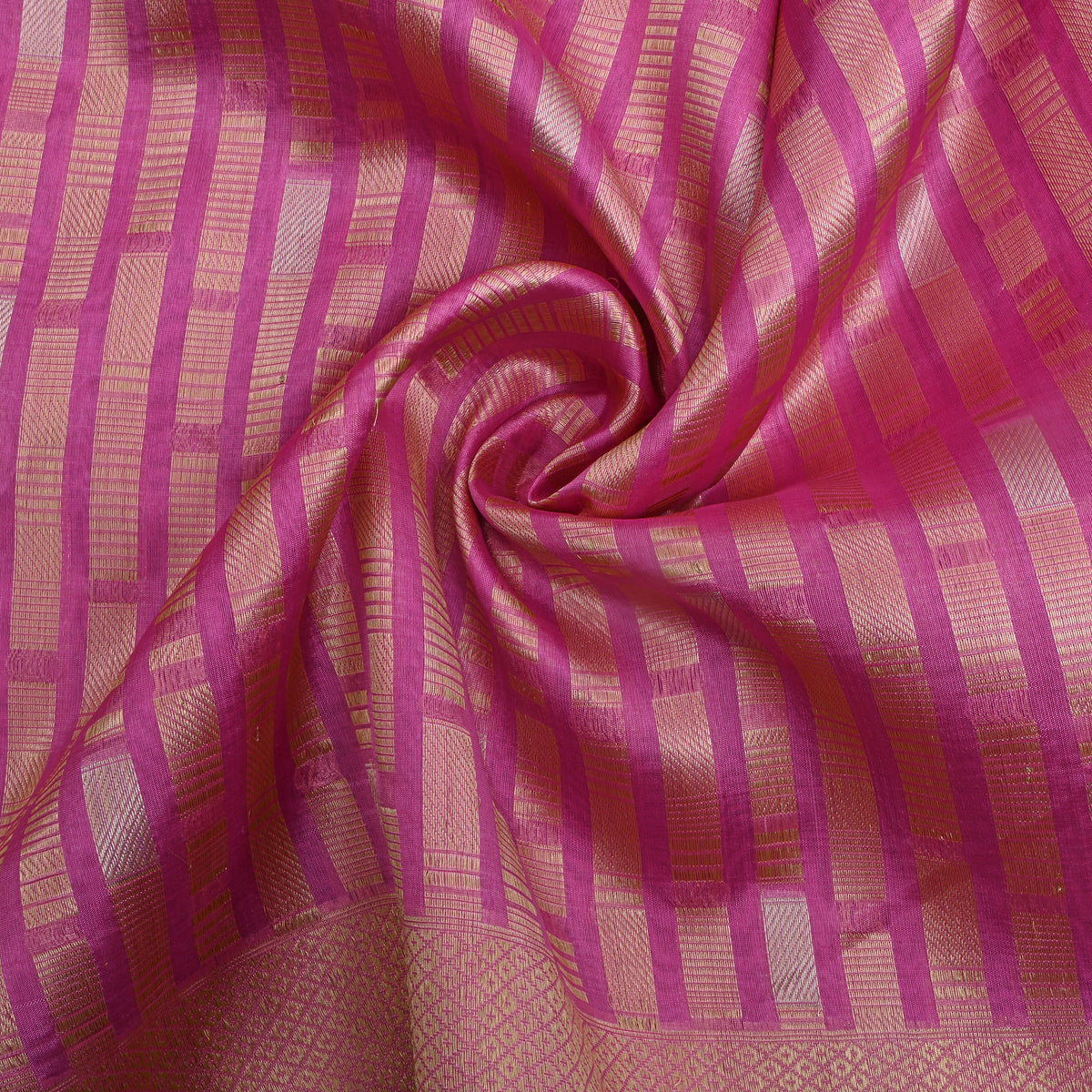 Pink Stripe Weave Banarasi Silk