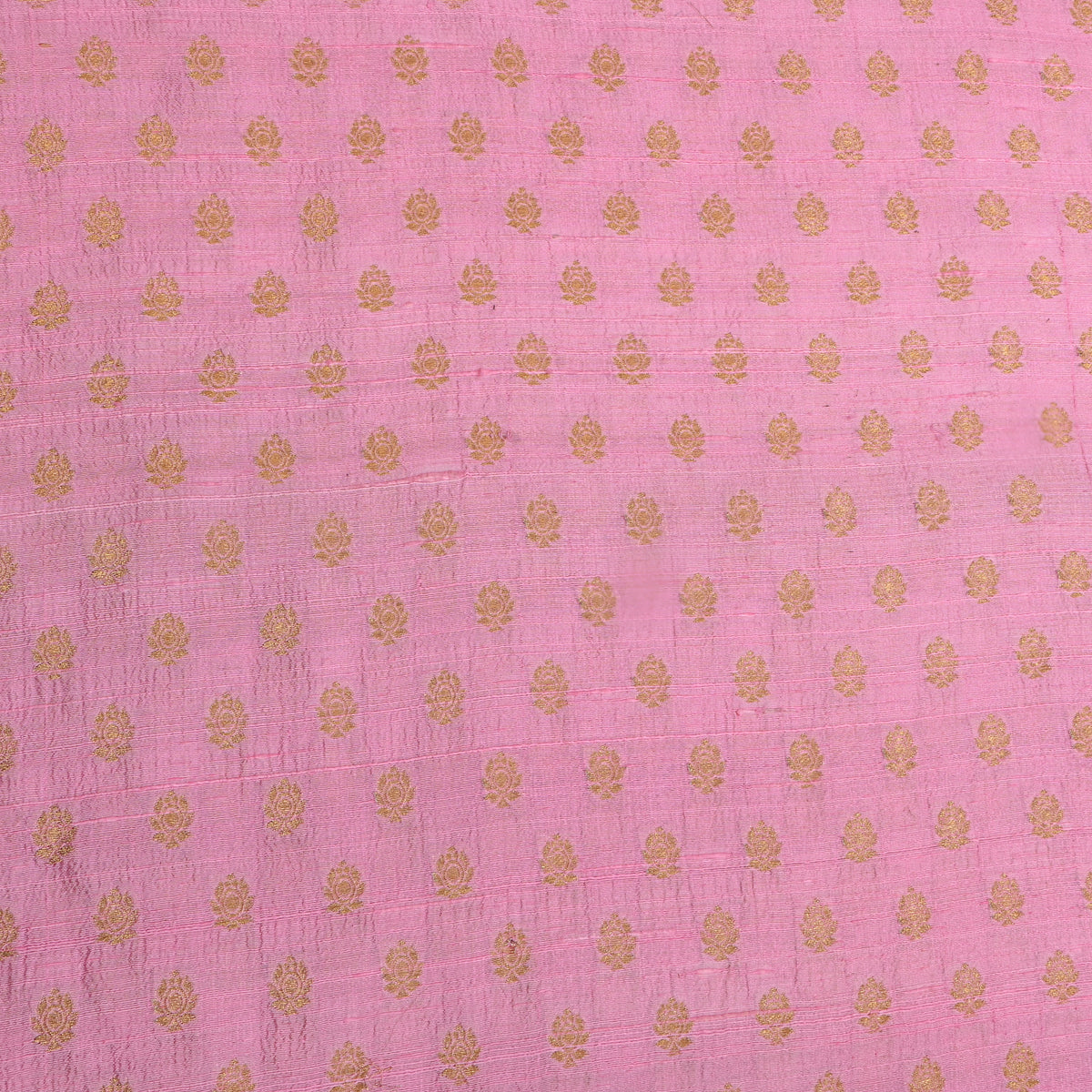 Rose Pink Gold Zari Butti Banarasi Silk Fabric