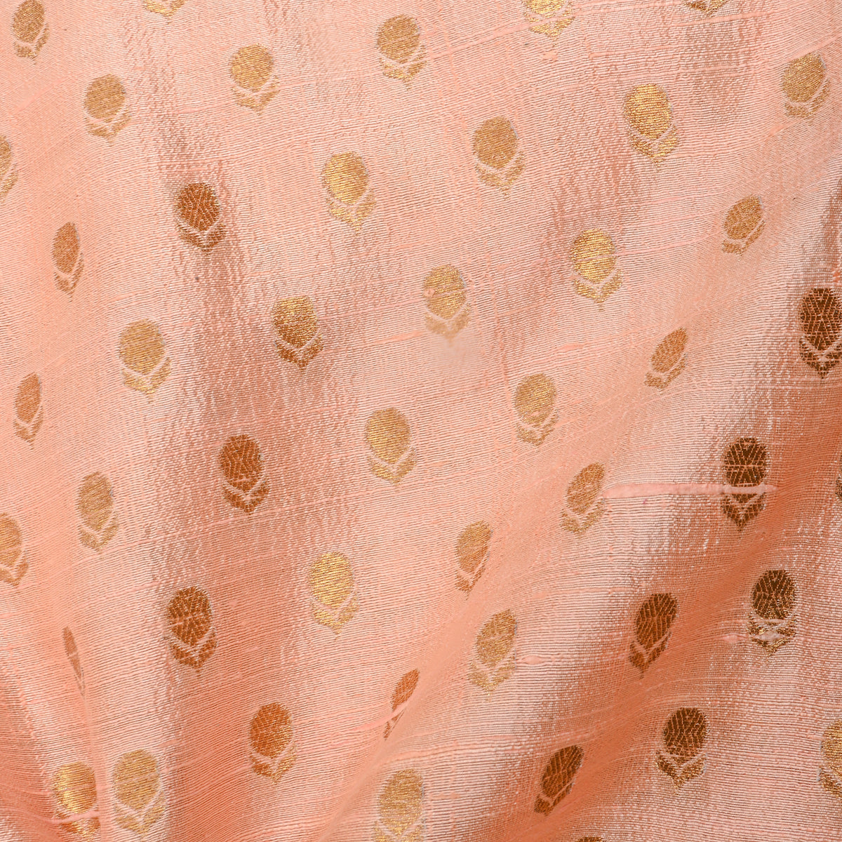 Beige Gold Zari Butti Banarasi Fabric