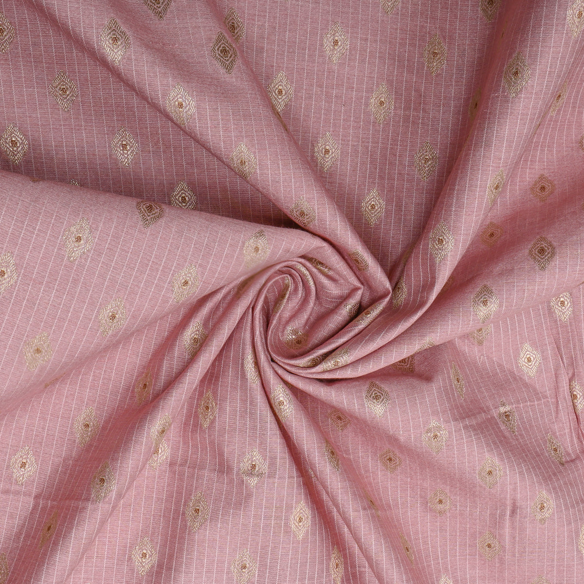 Dust Lavender Banarasi Silk Fabric With Gold Zari Butti