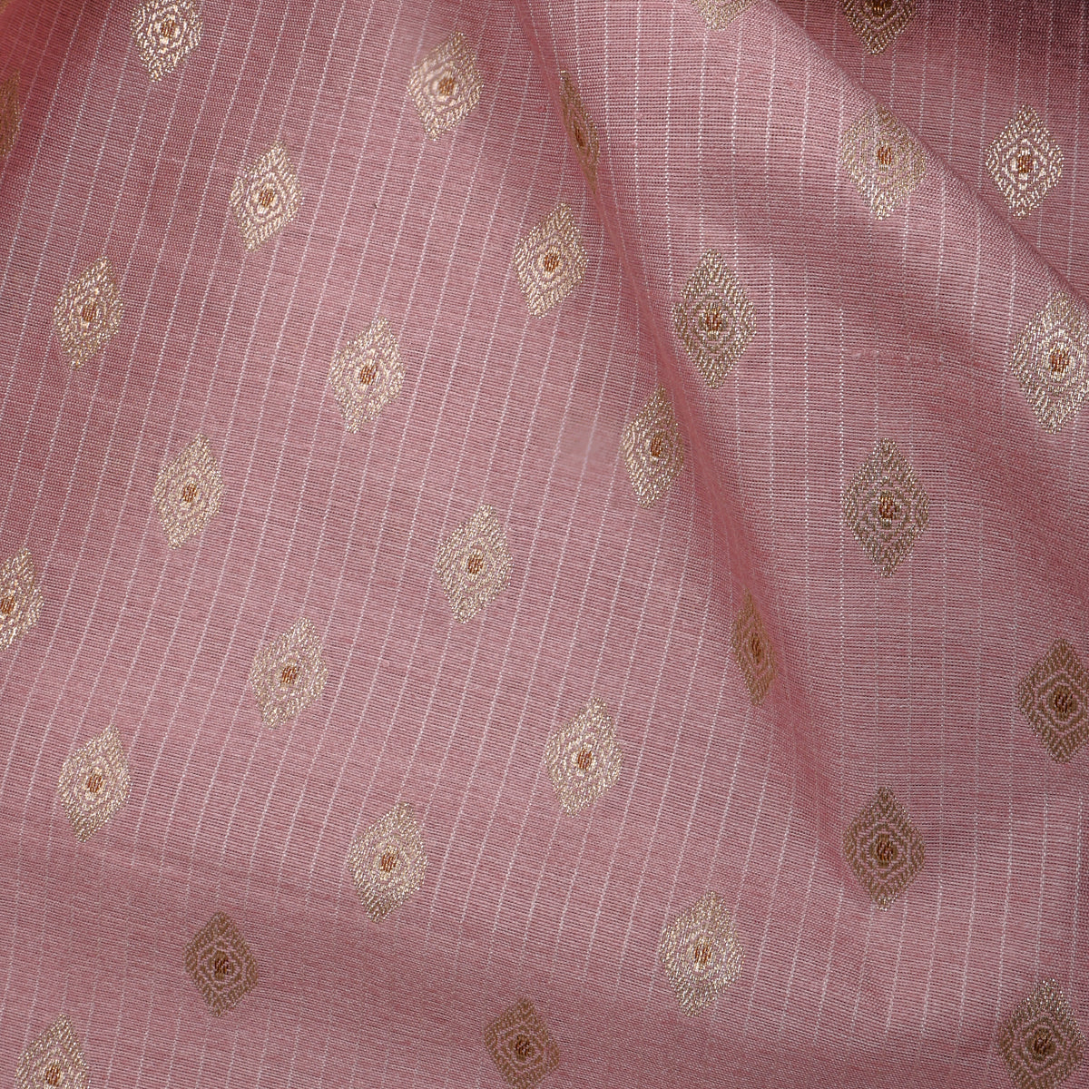 Dust Lavender Banarasi Silk Fabric With Gold Zari Butti