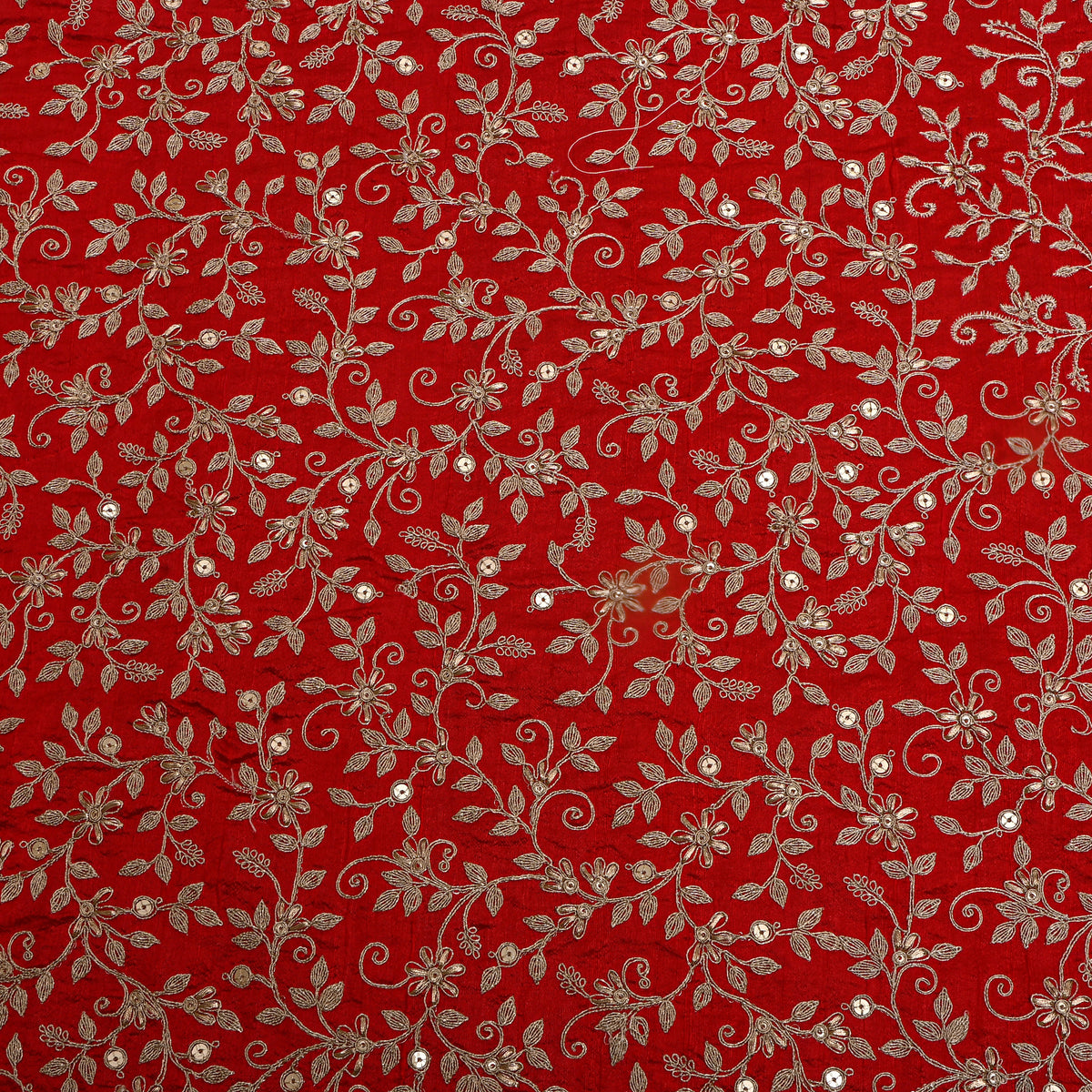 Red Zari Jaal Embroidered Raw Silk