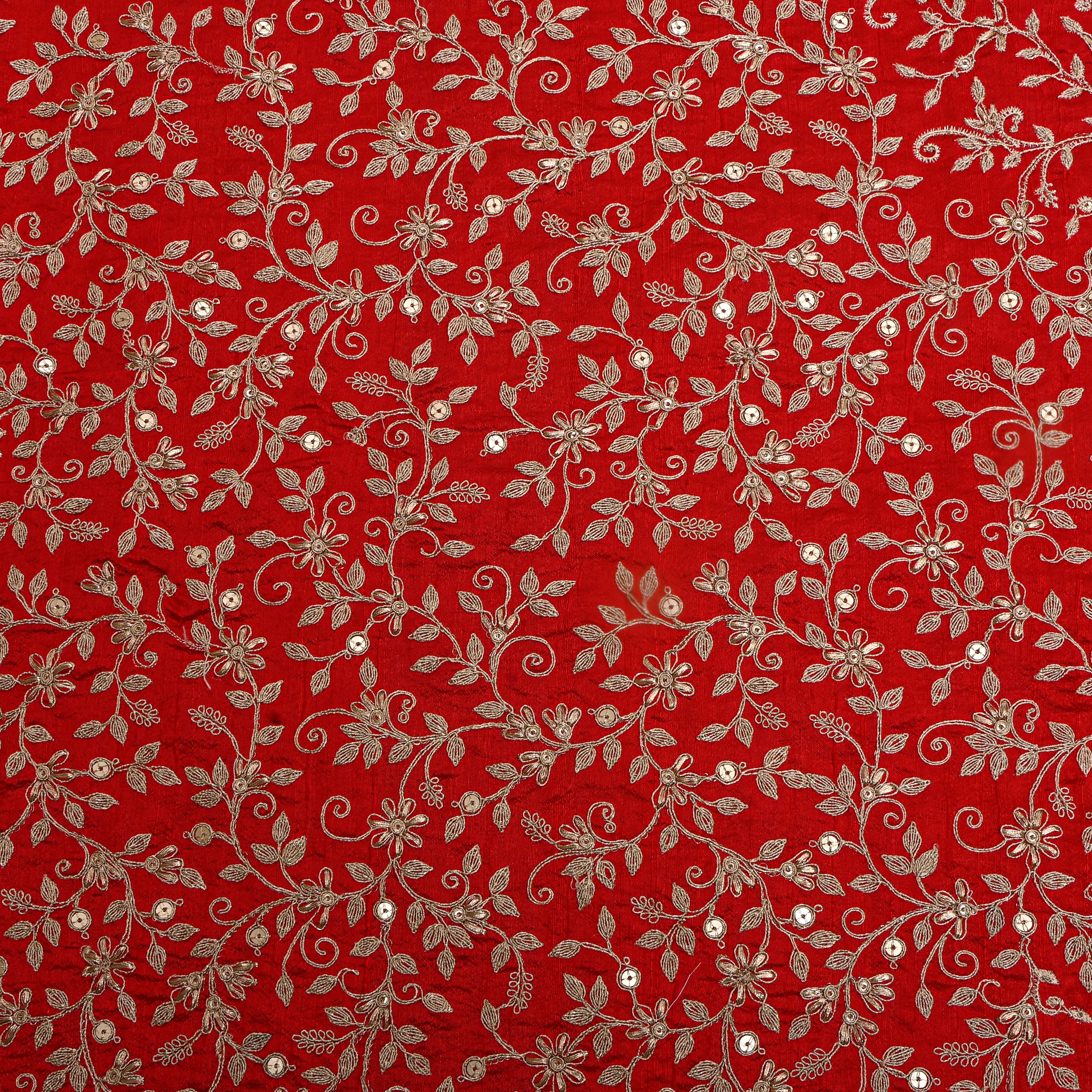 Red Zari Jaal Embroidered Raw Silk