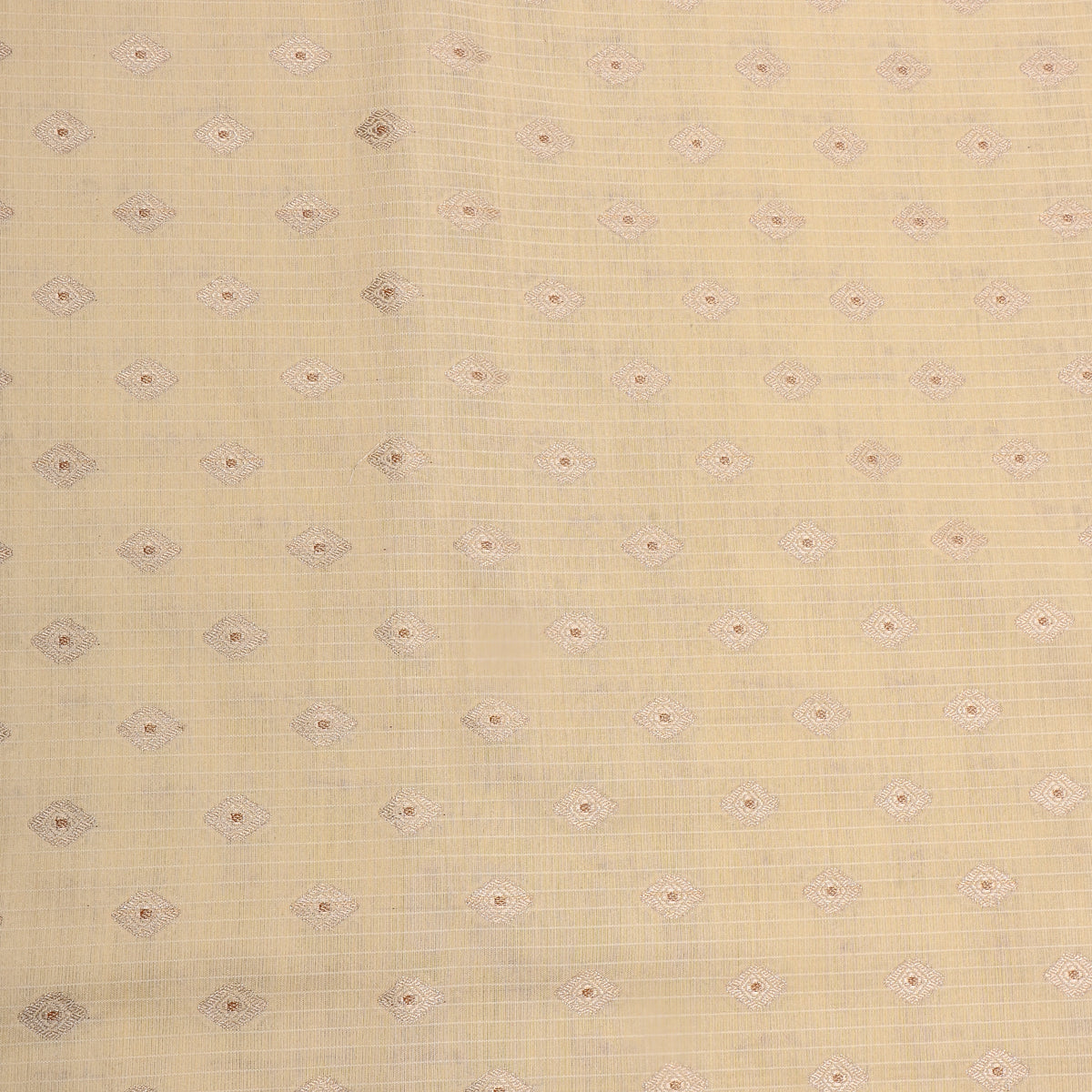 Butter Yellow Banarasi Silk Fabric With Gold Zari Butti