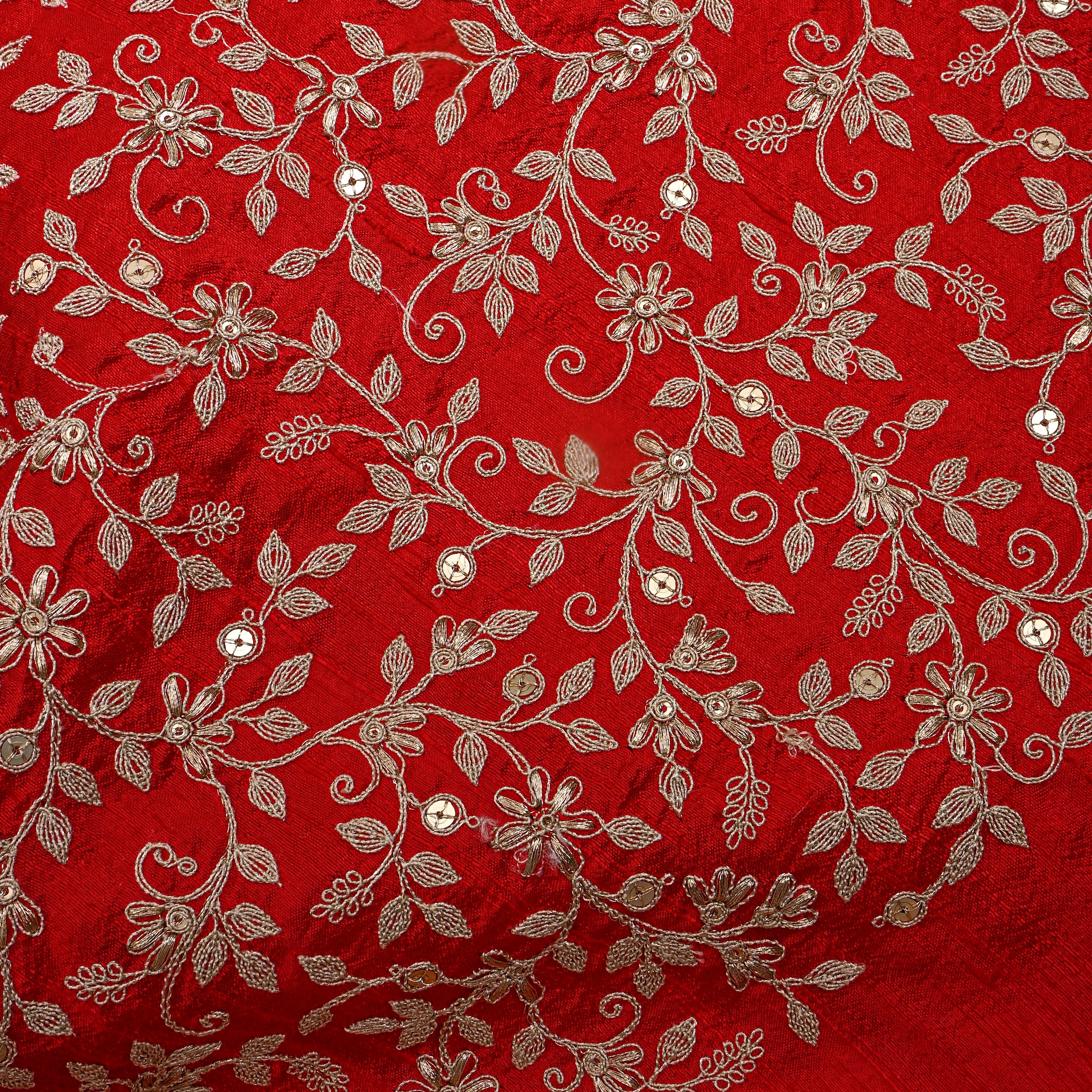 Red Zari Jaal Embroidered Raw Silk