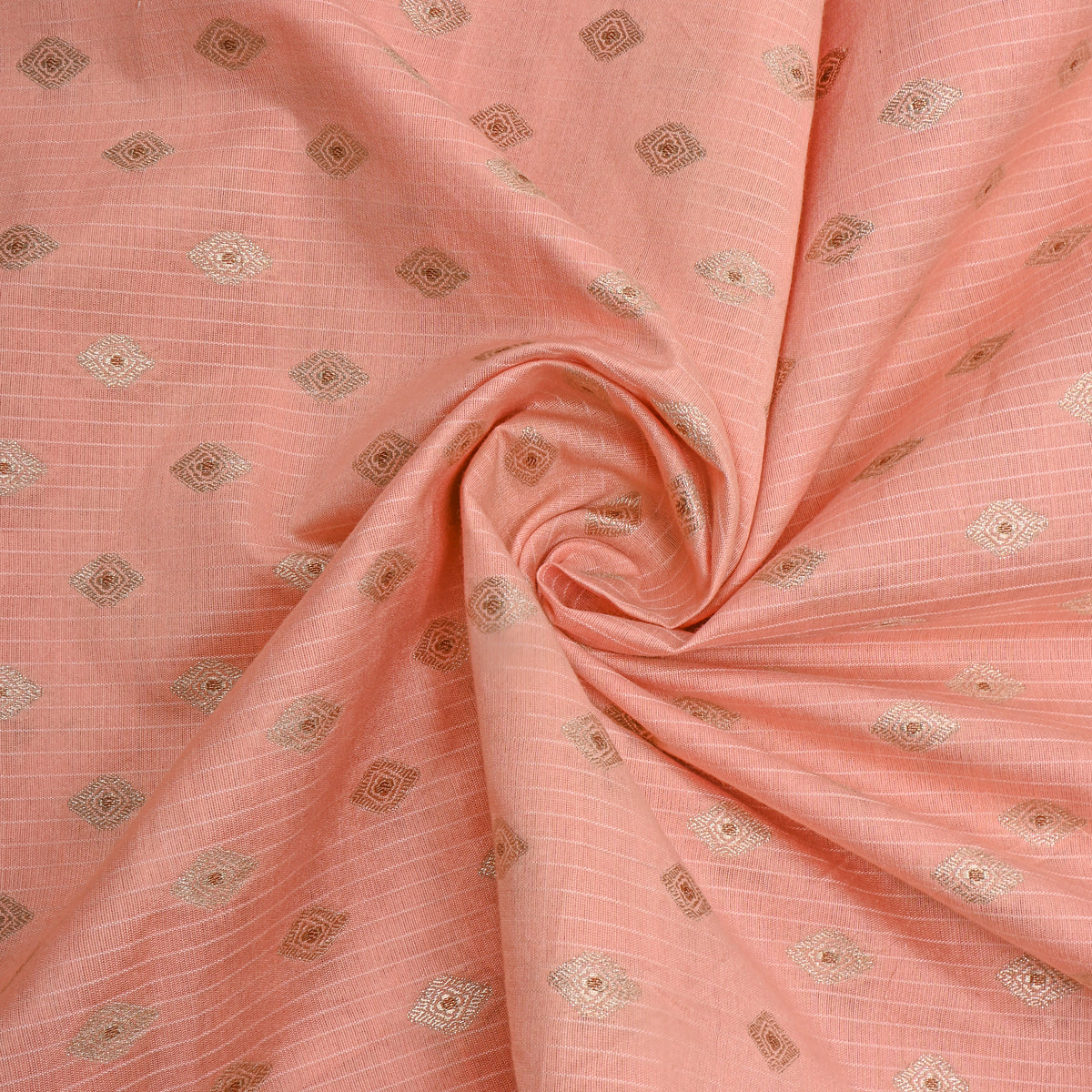 Blush Pink Banarasi Silk Fabric With Gold Zari Butti