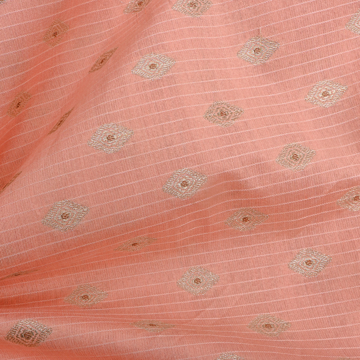Blush Pink Banarasi Silk Fabric With Gold Zari Butti
