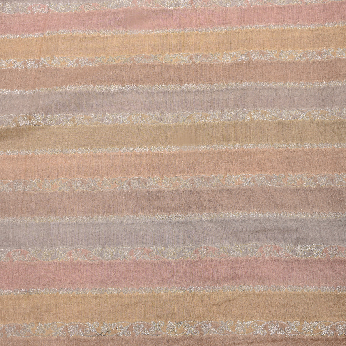 Multicolor Ombre Stripe Weave Banarasi Silk Fabric