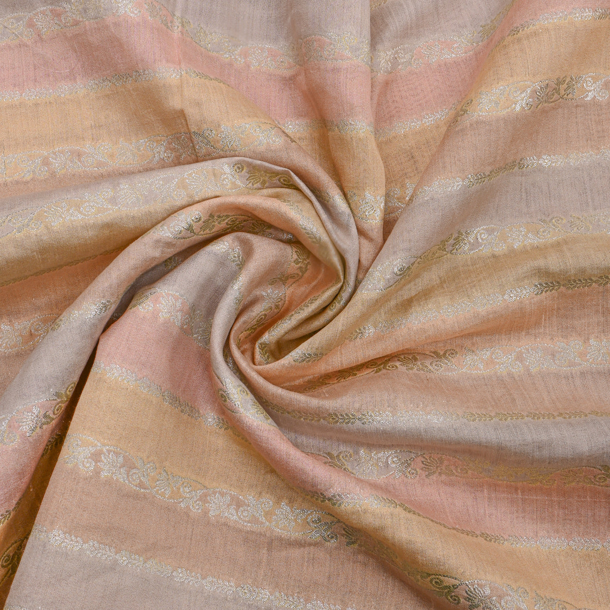 Multicolor Ombre Stripe Weave Banarasi Silk Fabric