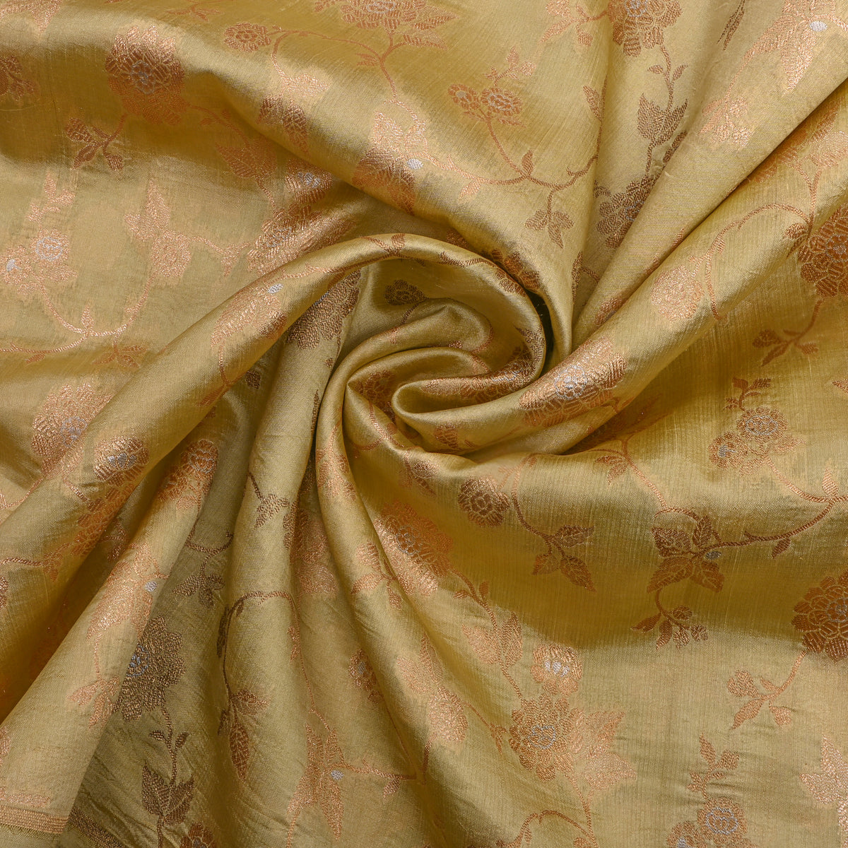Pista Green Dual Zari Floral Jaal Banarasi Silk Fabric