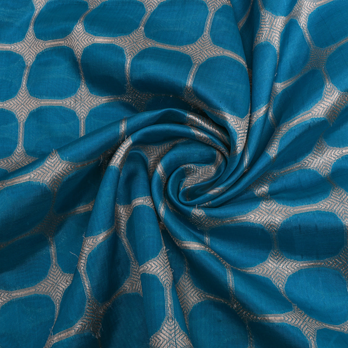 Blue Checks Weave Banarasi Silk